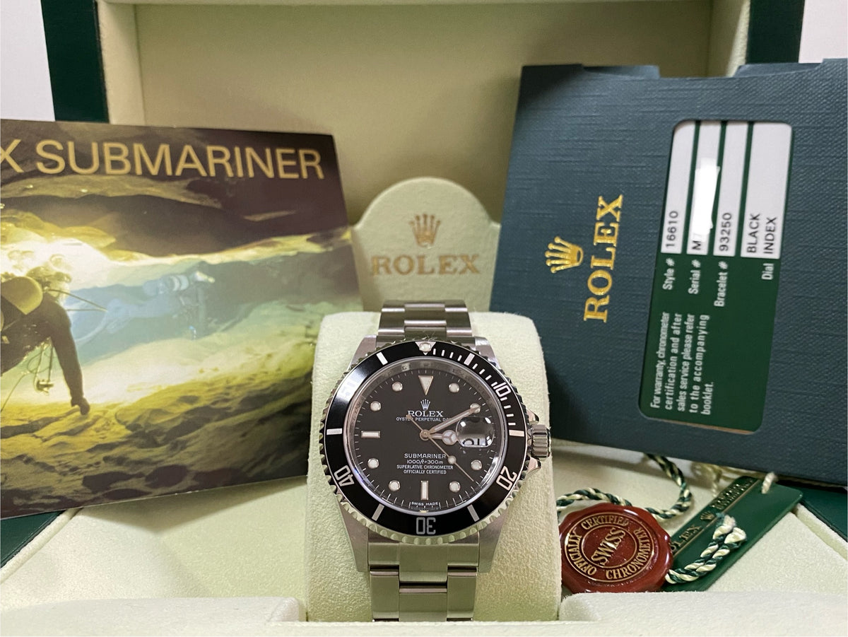 Rolex Steel Submariner Date - M serial - Pre Ceramic Bezel - Black Dial - 16610 UNPOLISHED FULL SET