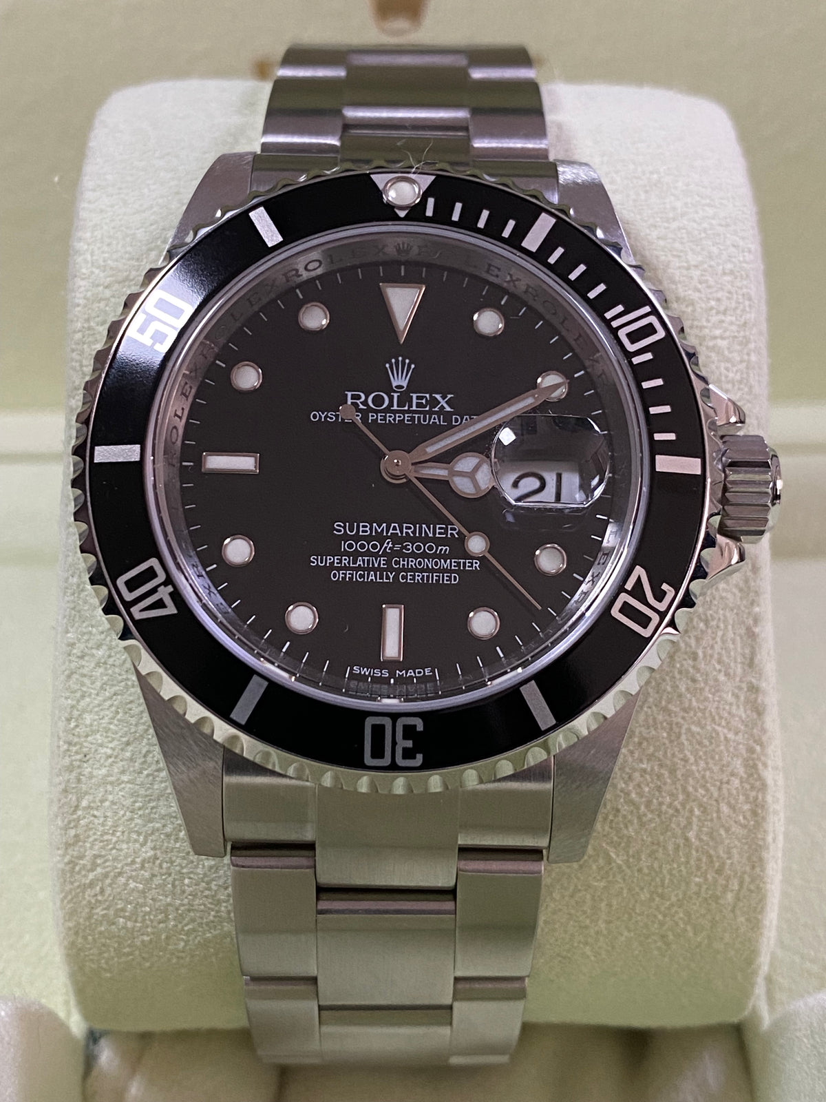 Rolex Steel Submariner Date - M serial - Pre Ceramic Bezel - Black Dial - 16610 UNPOLISHED FULL SET