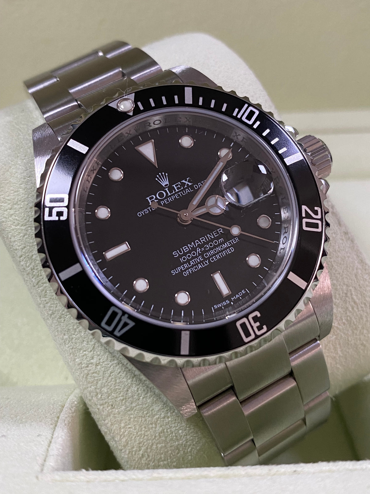 Rolex Steel Submariner Date - M serial - Pre Ceramic Bezel - Black Dial - 16610 UNPOLISHED FULL SET