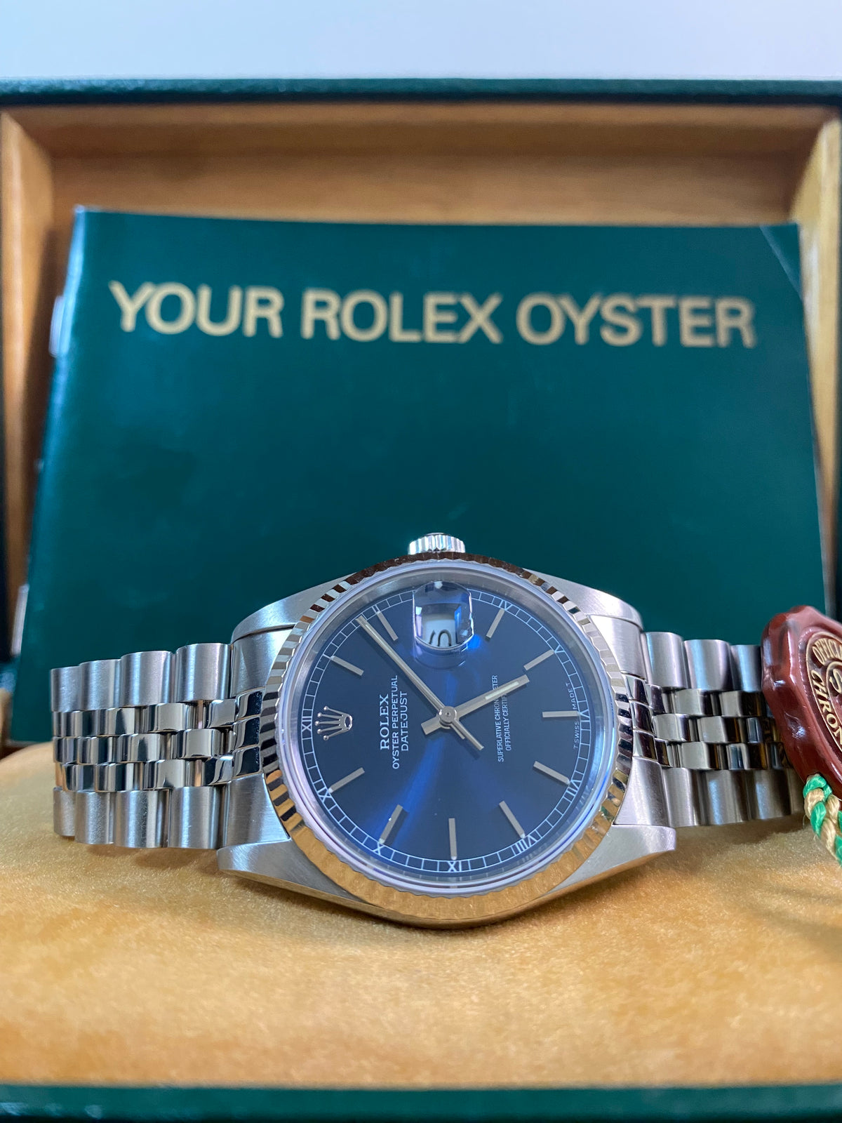 Rolex Steel Datejust 36 - R serial - Fluted Bezel - Blue Index Dial - Jubilee Bracelet - 16234