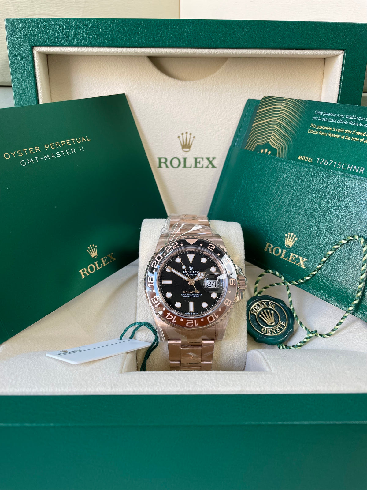 Rolex Everose Gold GMT-Master II - 2024 - "Root Beer" Bezel - Oyster Bracelet - 126715CHNR