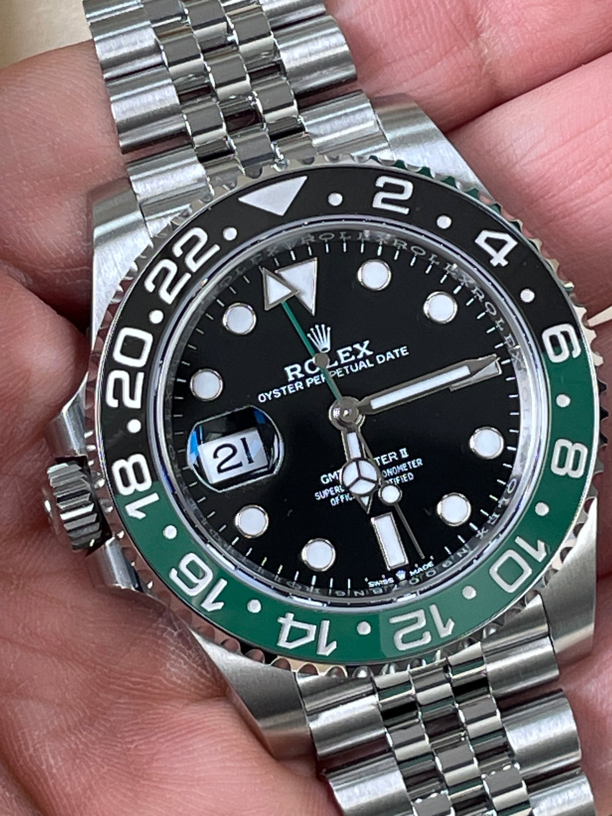 Rolex Steel GMT-Master II - 2023 - "Sprite" - Black Dial - Jubilee Bracelet - 126720VTNR