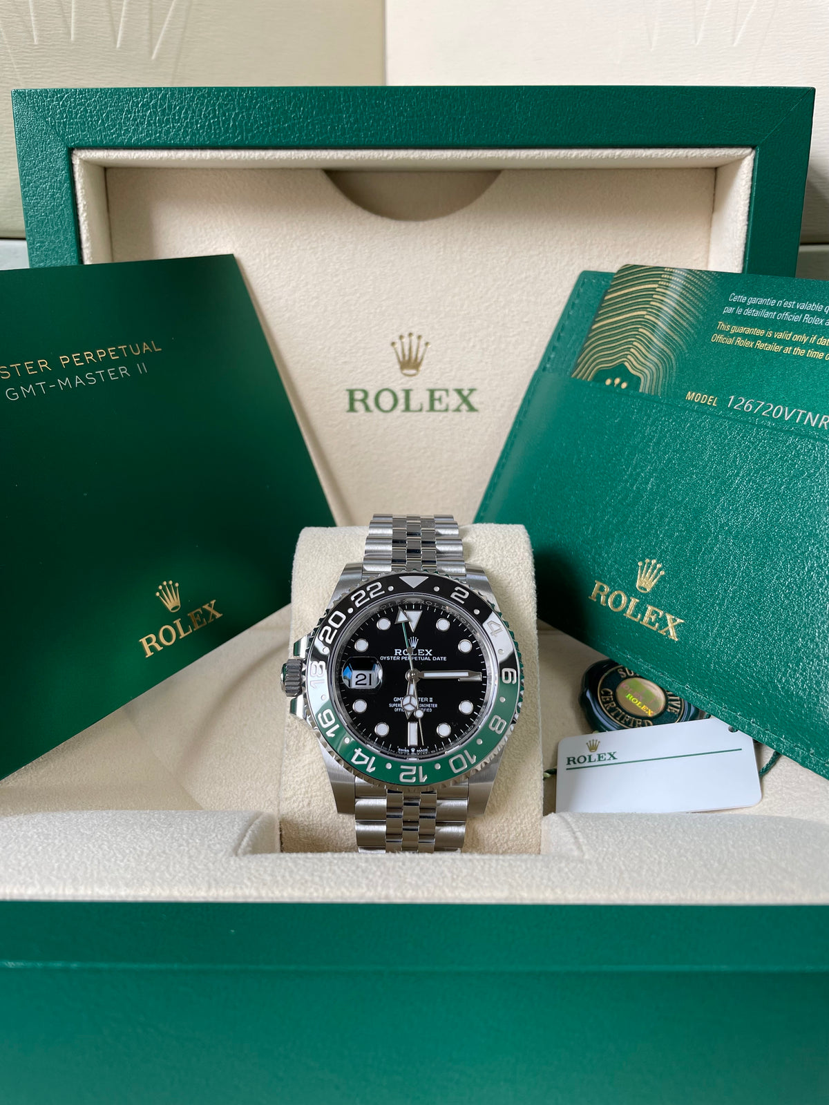 Rolex Steel GMT-Master II - 2023 - "Sprite" - Black Dial - Jubilee Bracelet - 126720VTNR