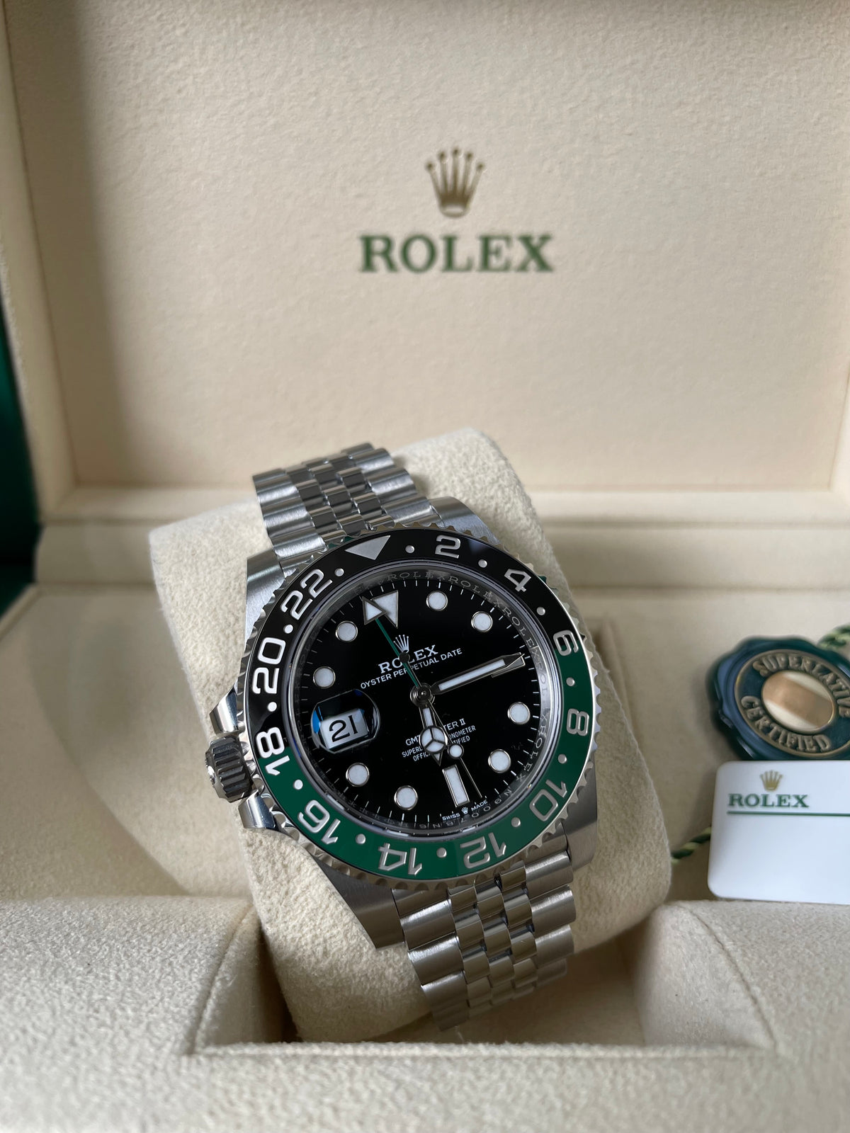 Rolex Steel GMT-Master II - 2023 - "Sprite" - Black Dial - Jubilee Bracelet - 126720VTNR