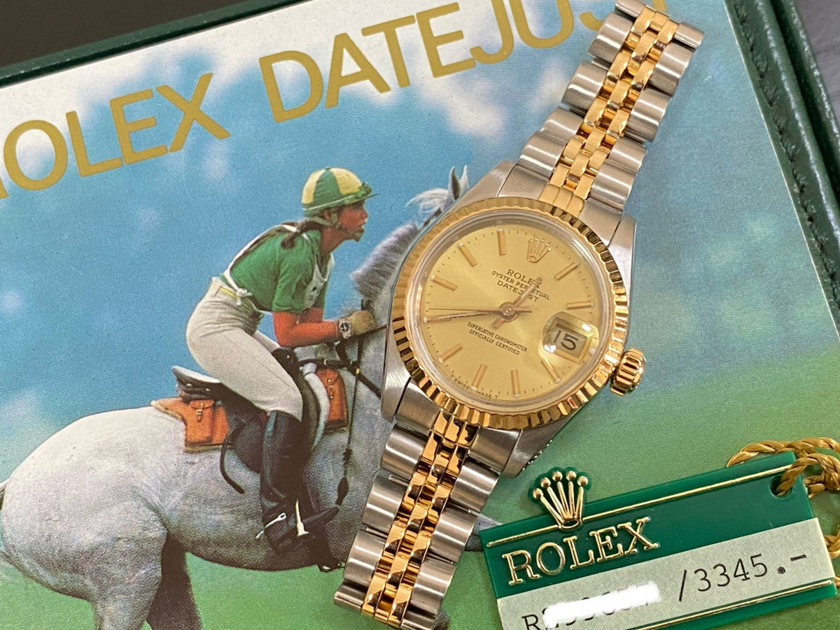 Rolex Steel and Yellow Gold Lady-Datejust - R serial- Fluted Bezel - Champagne Index Dial - Jubilee Bracelet - 69173