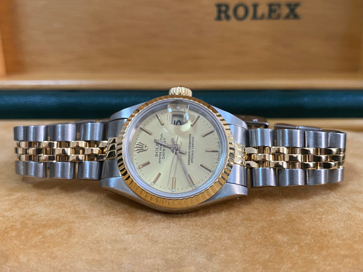 Rolex Steel and Yellow Gold Lady-Datejust - R serial- Fluted Bezel - Champagne Index Dial - Jubilee Bracelet - 69173