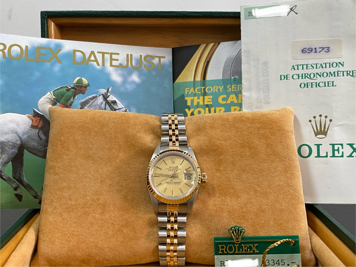 Rolex Steel and Yellow Gold Lady-Datejust - R serial- Fluted Bezel - Champagne Index Dial - Jubilee Bracelet - 69173