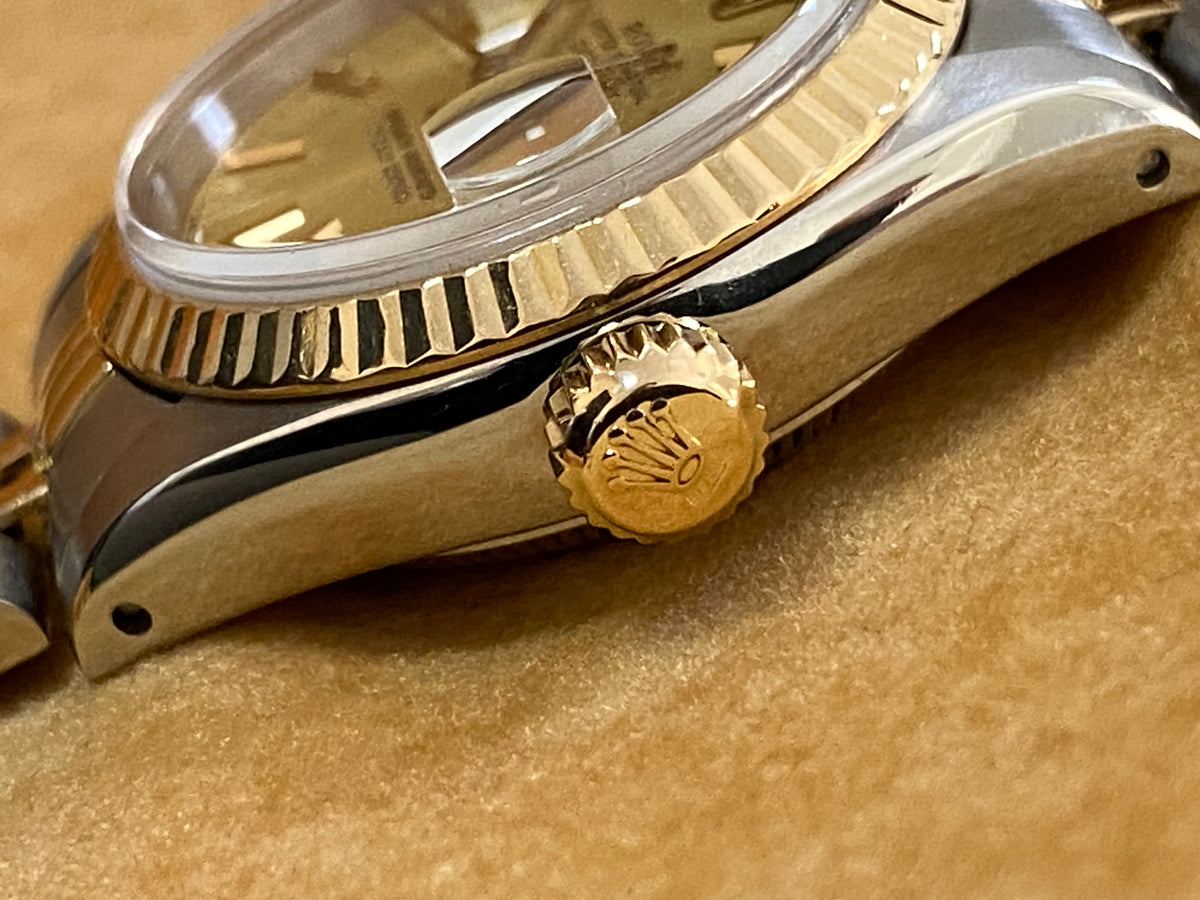 Rolex Steel and Yellow Gold Lady-Datejust - R serial- Fluted Bezel - Champagne Index Dial - Jubilee Bracelet - 69173