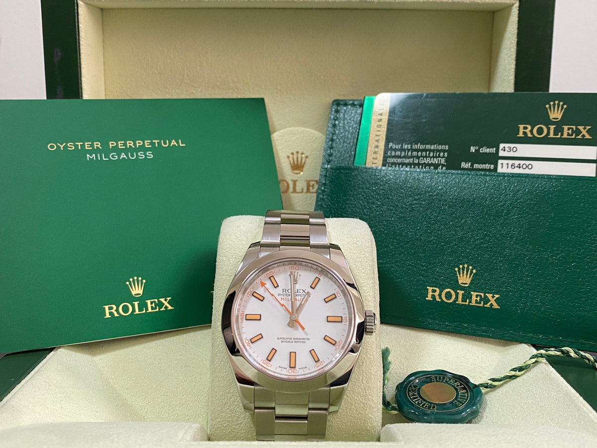 Rolex Milgauss - 2012 - White Dial & Orange Accents - 116400 COMPLETE SET