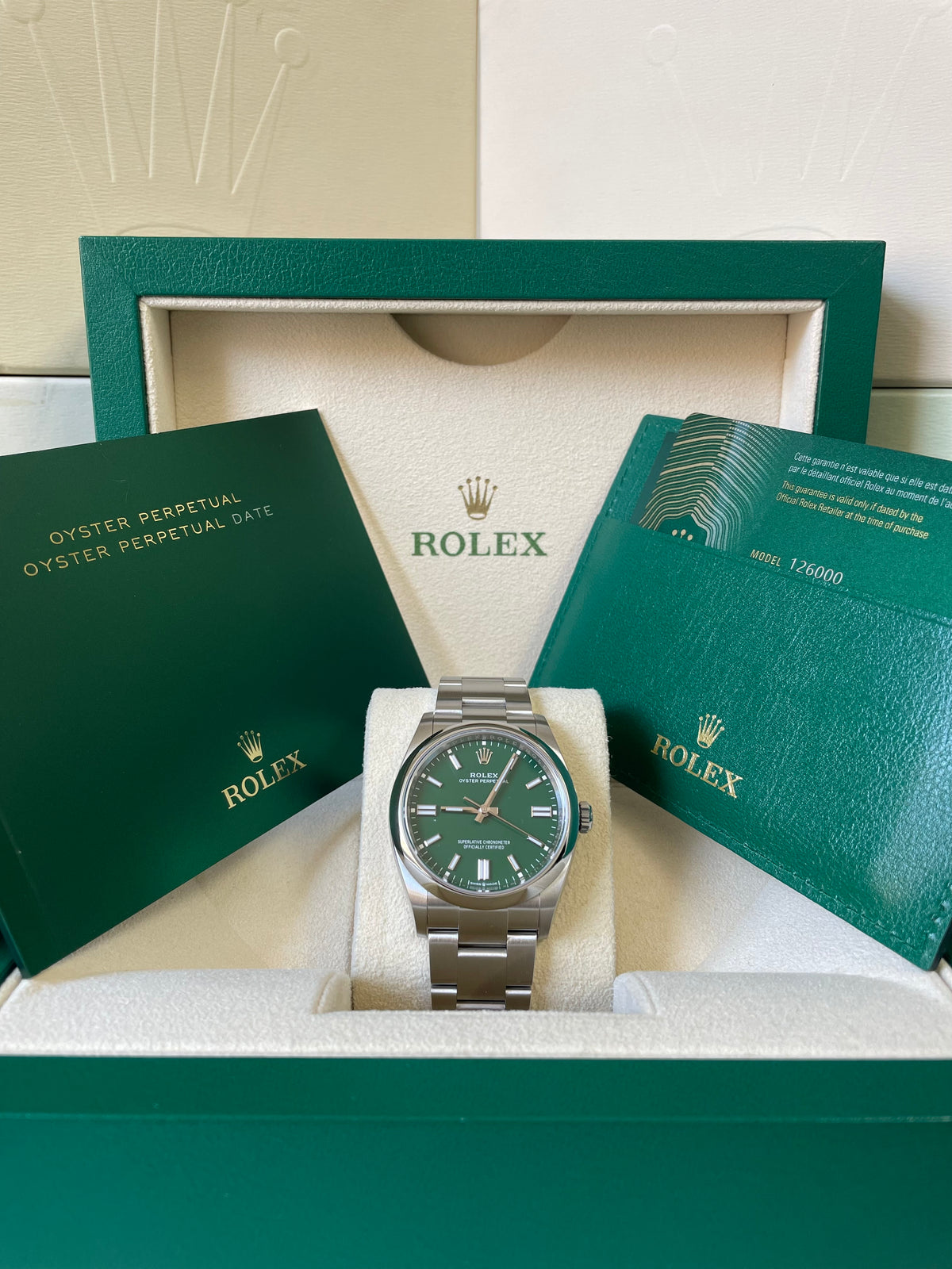 Rolex Oyster Perpetual 36 - 2023 - Domed Bezel - Green Index Dial - Oyster Bracelet - 126000