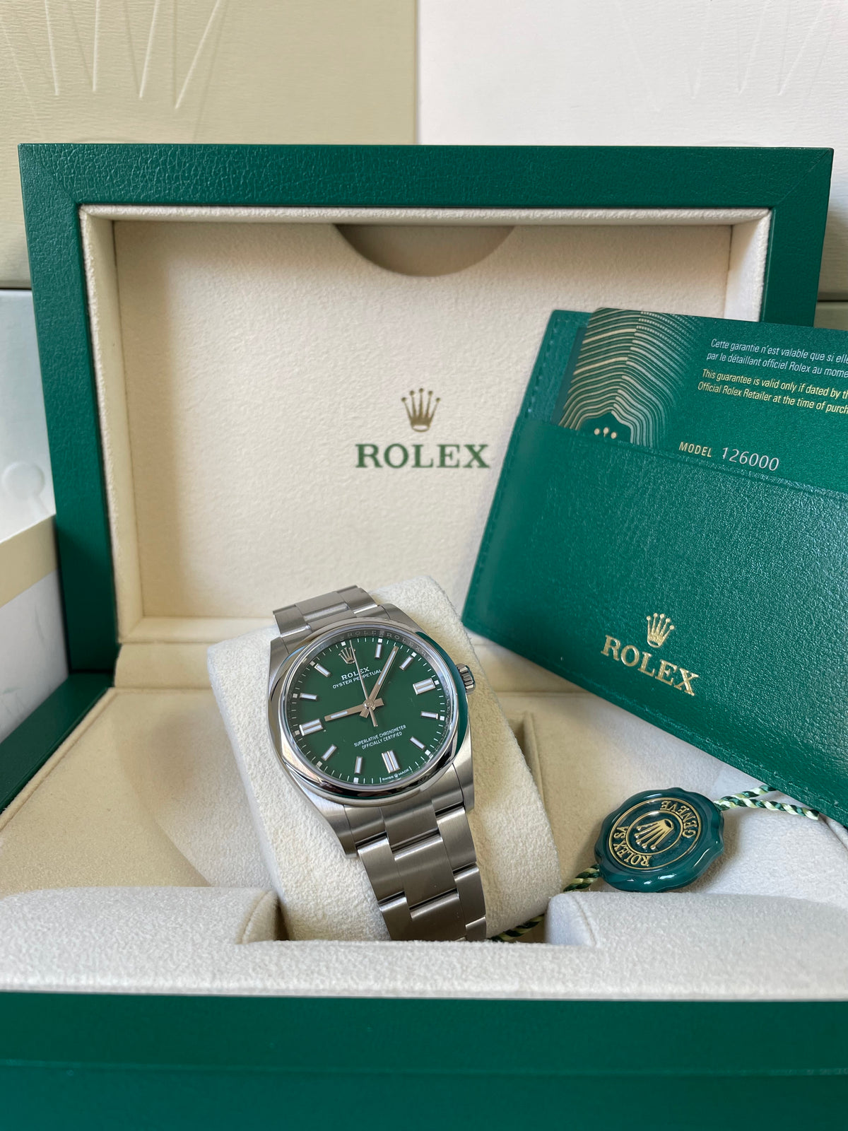 Rolex Oyster Perpetual 36 - 2023 - Domed Bezel - Green Index Dial - Oyster Bracelet - 126000