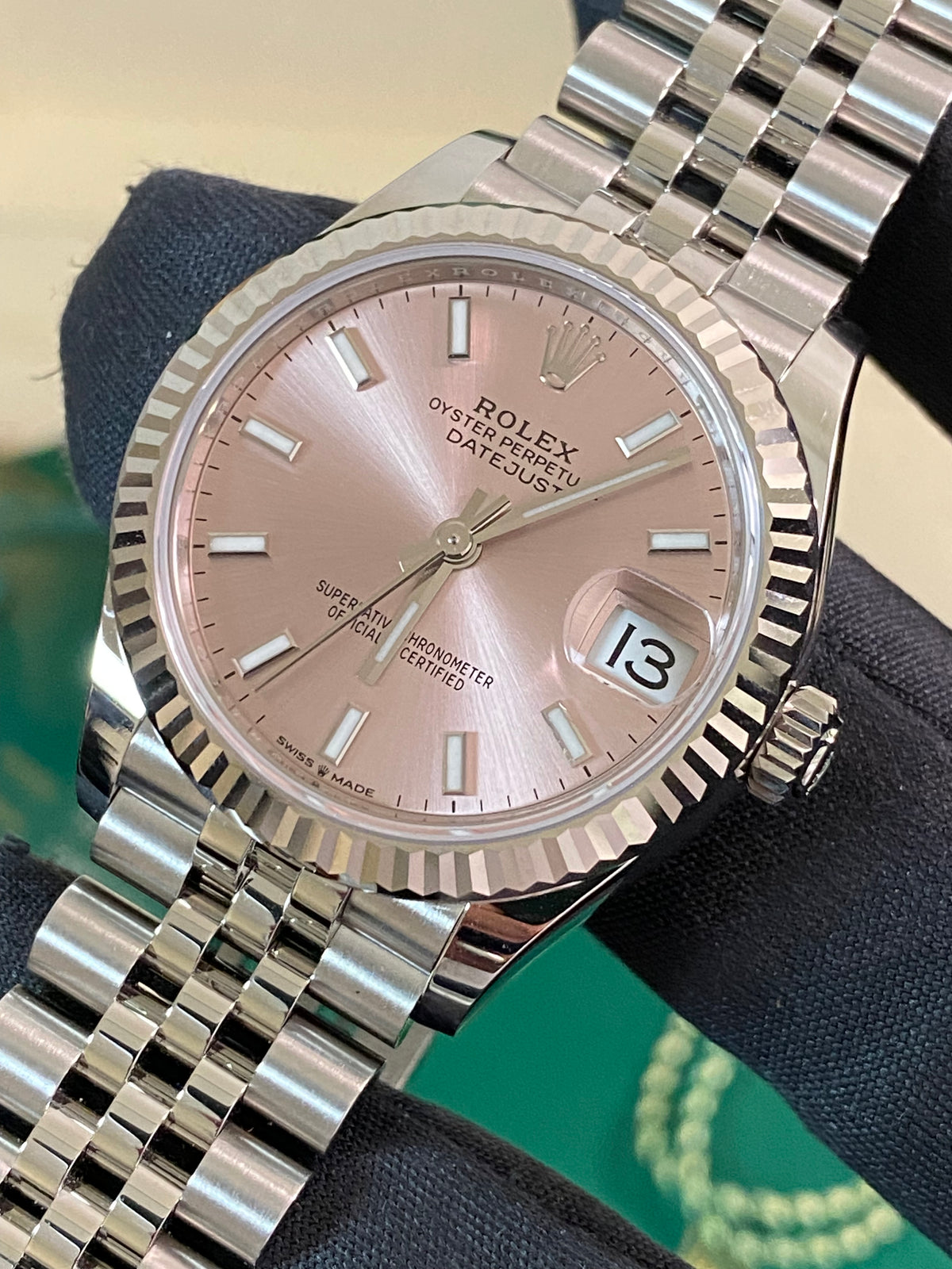 Rolex Steel and White Gold Datejust 31 - 2024 - Fluted Bezel - Pink Index Dial - Jubilee Bracelet - 278274 *FULL SET*