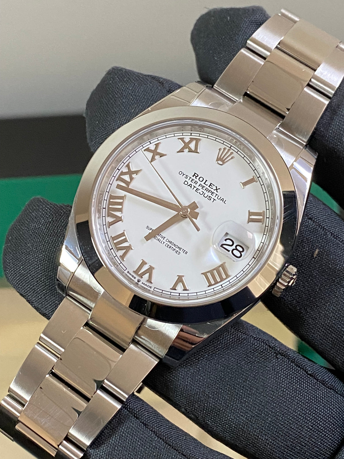 Rolex Steel Datejust 41 - 2023 - Smooth Bezel - White Roman Dial - Oyster Bracelet - 126300 *PARTIAL STICKERS*