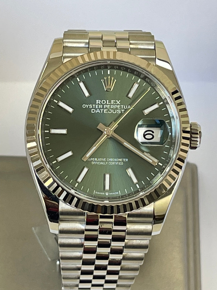 Rolex Steel Datejust 36 - 2023 - Fluted Bezel - Mint Green Dial - Jubilee Bracelet - 126234