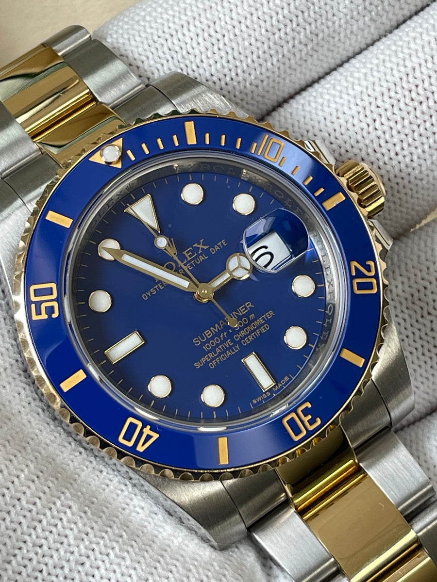 Rolex Steel and Gold Submariner Date - G Serial - Flat Blue Dial - 116613LB