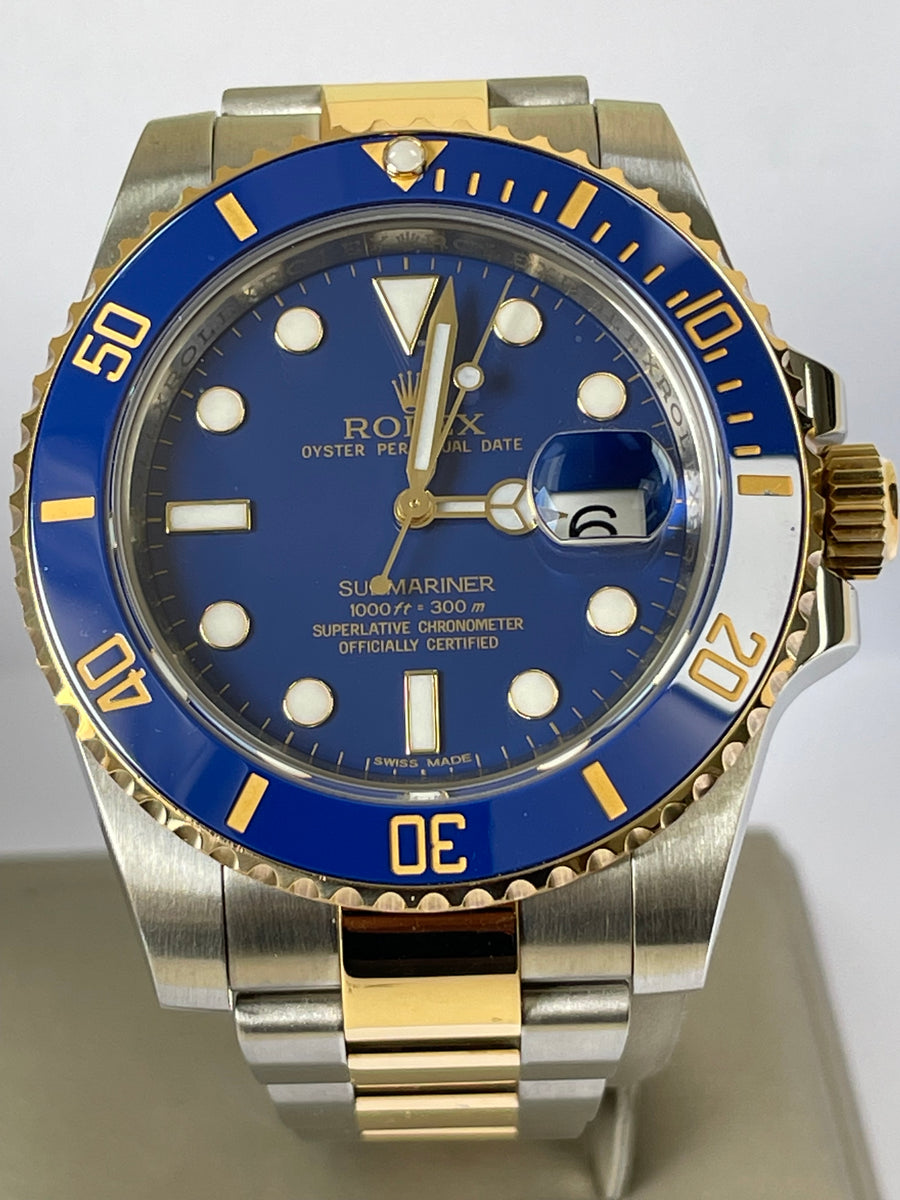 Rolex Steel and Gold Submariner Date - G Serial - Flat Blue Dial - 116613LB