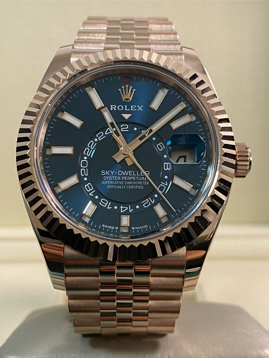 Rolex Everose Gold Sky-Dweller - 2024 - Blue-Green Dial - Jubilee Bracelet - 336935 *FULL SET*