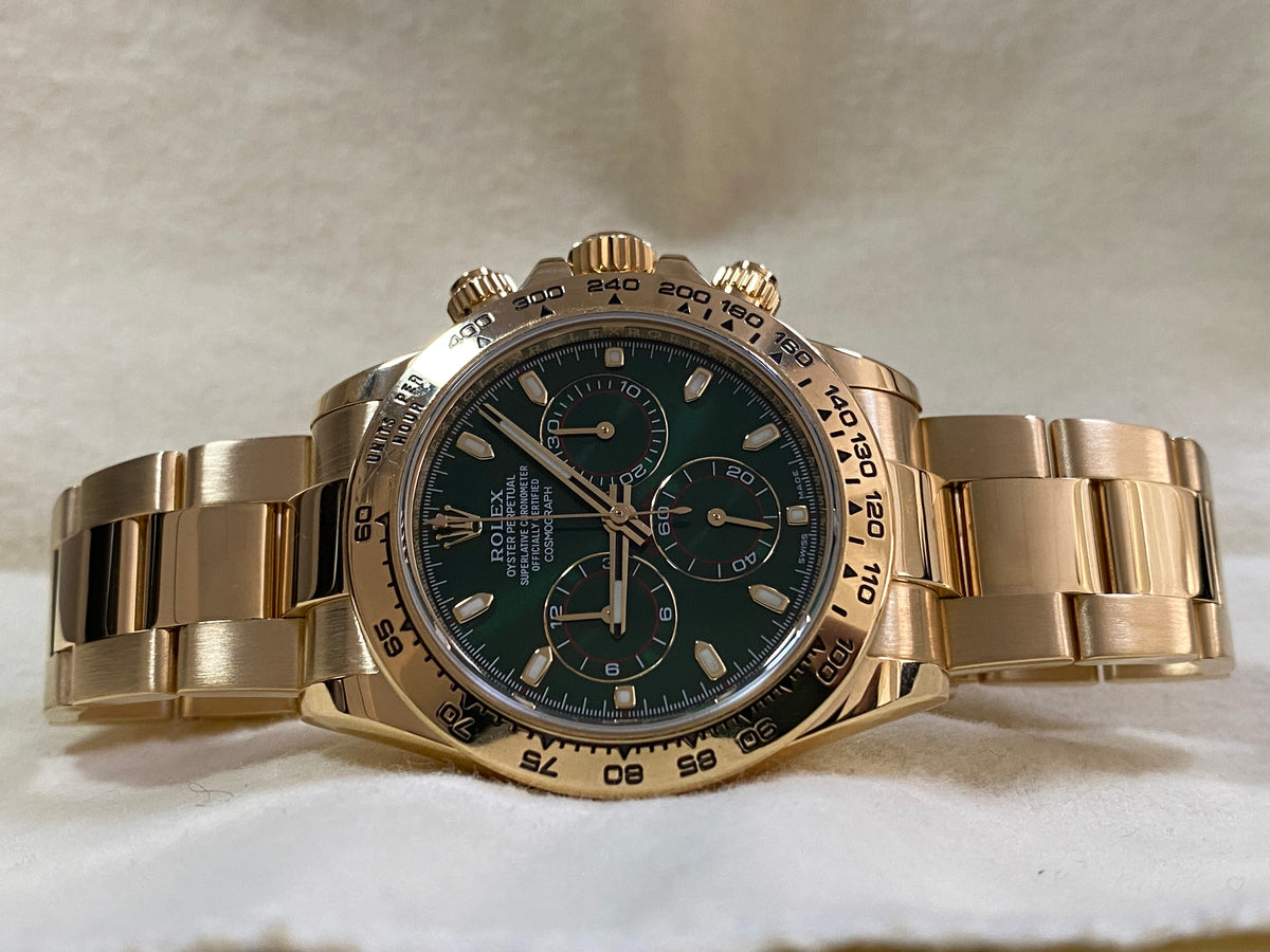 Rolex Yellow Gold Cosmograph Daytona -  2020 - "John Meyer" Green Dial - 116508 COMPLETE SET