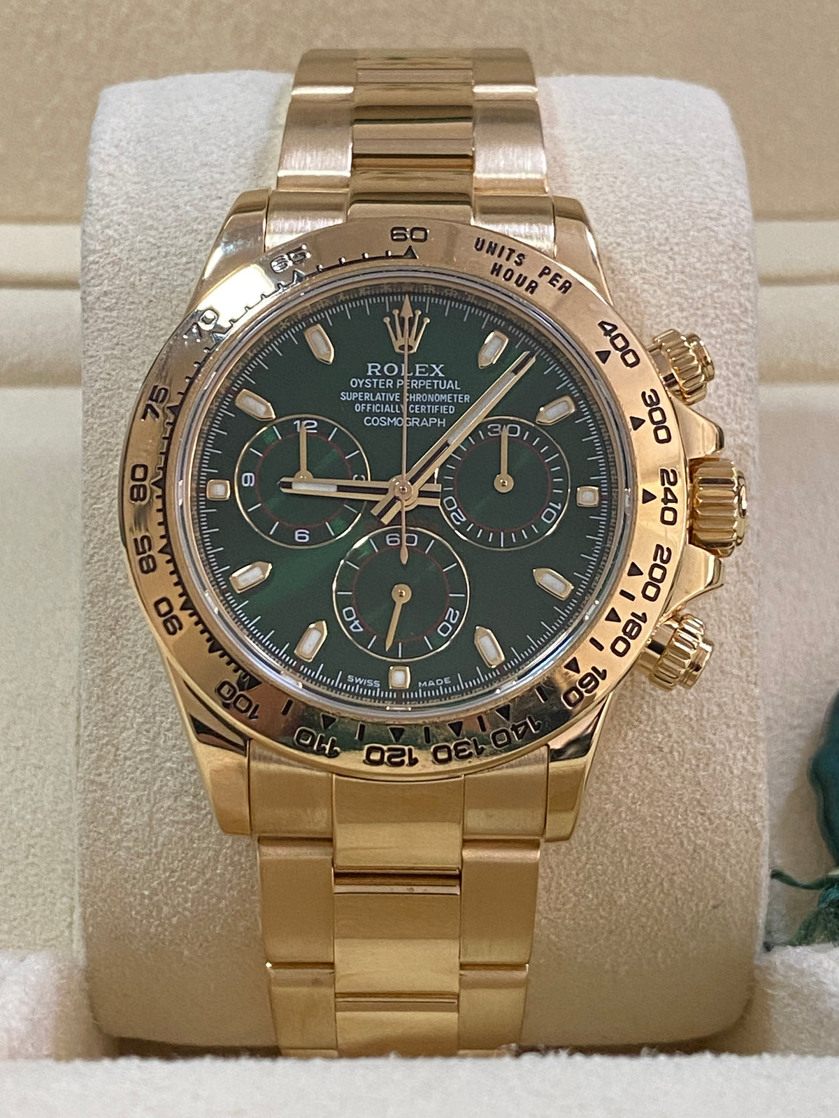 Rolex Yellow Gold Cosmograph Daytona -  2020 - "John Meyer" Green Dial - 116508 COMPLETE SET