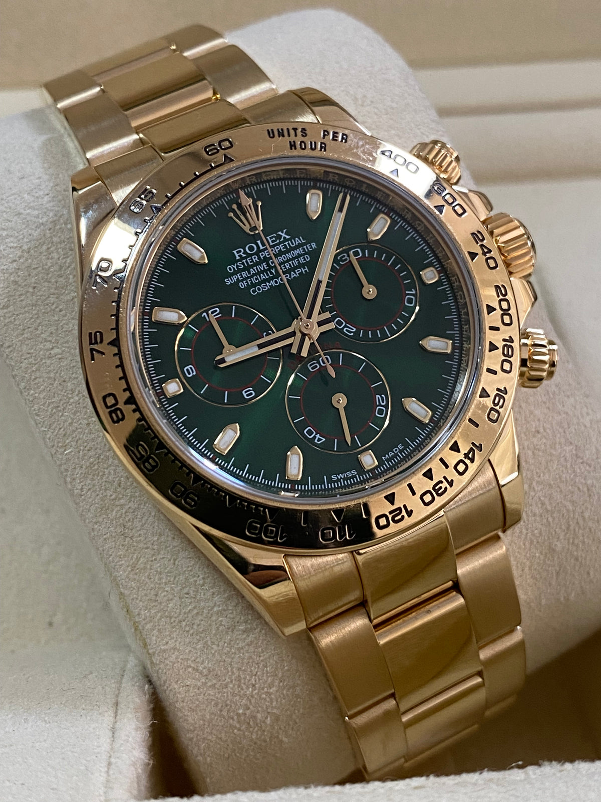 Rolex Yellow Gold Cosmograph Daytona -  2020 - "John Meyer" Green Dial - 116508 COMPLETE SET