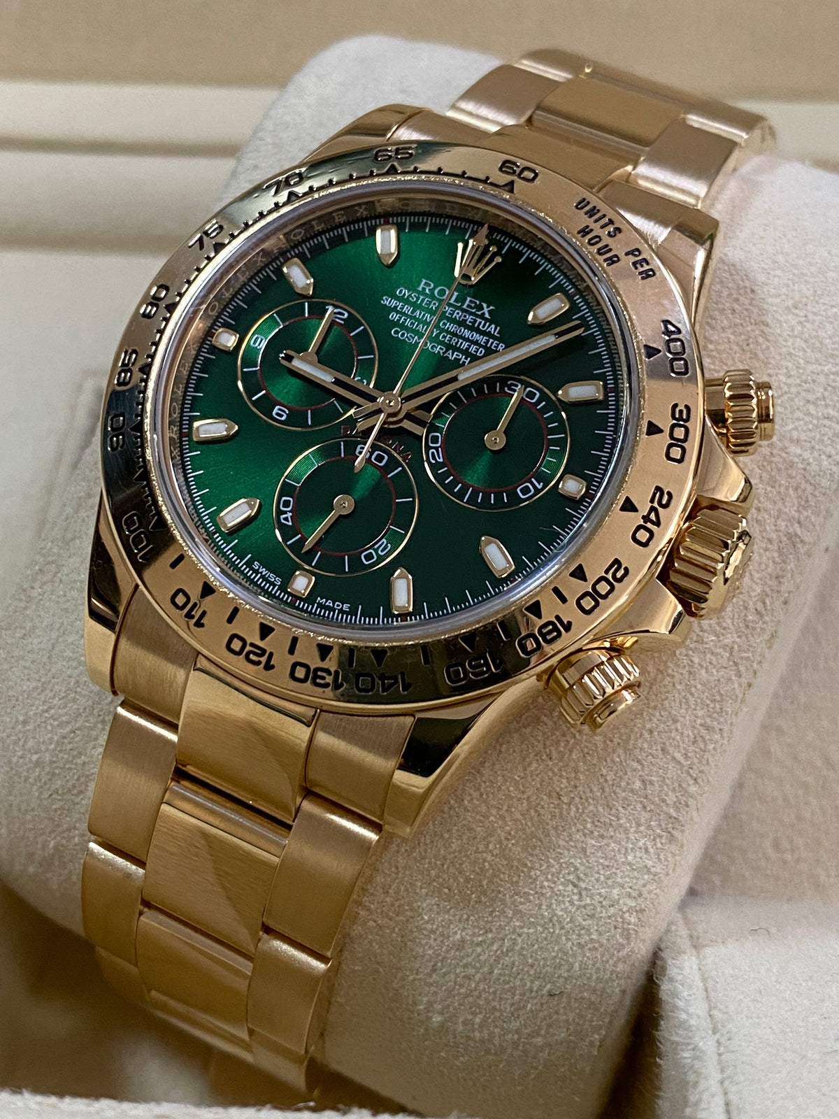 Rolex Yellow Gold Cosmograph Daytona -  2020 - "John Meyer" Green Dial - 116508 COMPLETE SET