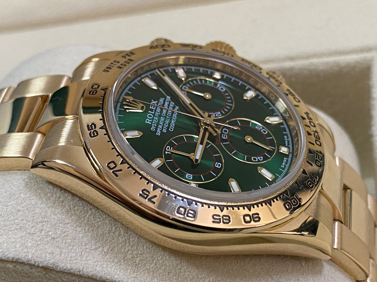 Rolex Yellow Gold Cosmograph Daytona -  2020 - "John Meyer" Green Dial - 116508 COMPLETE SET