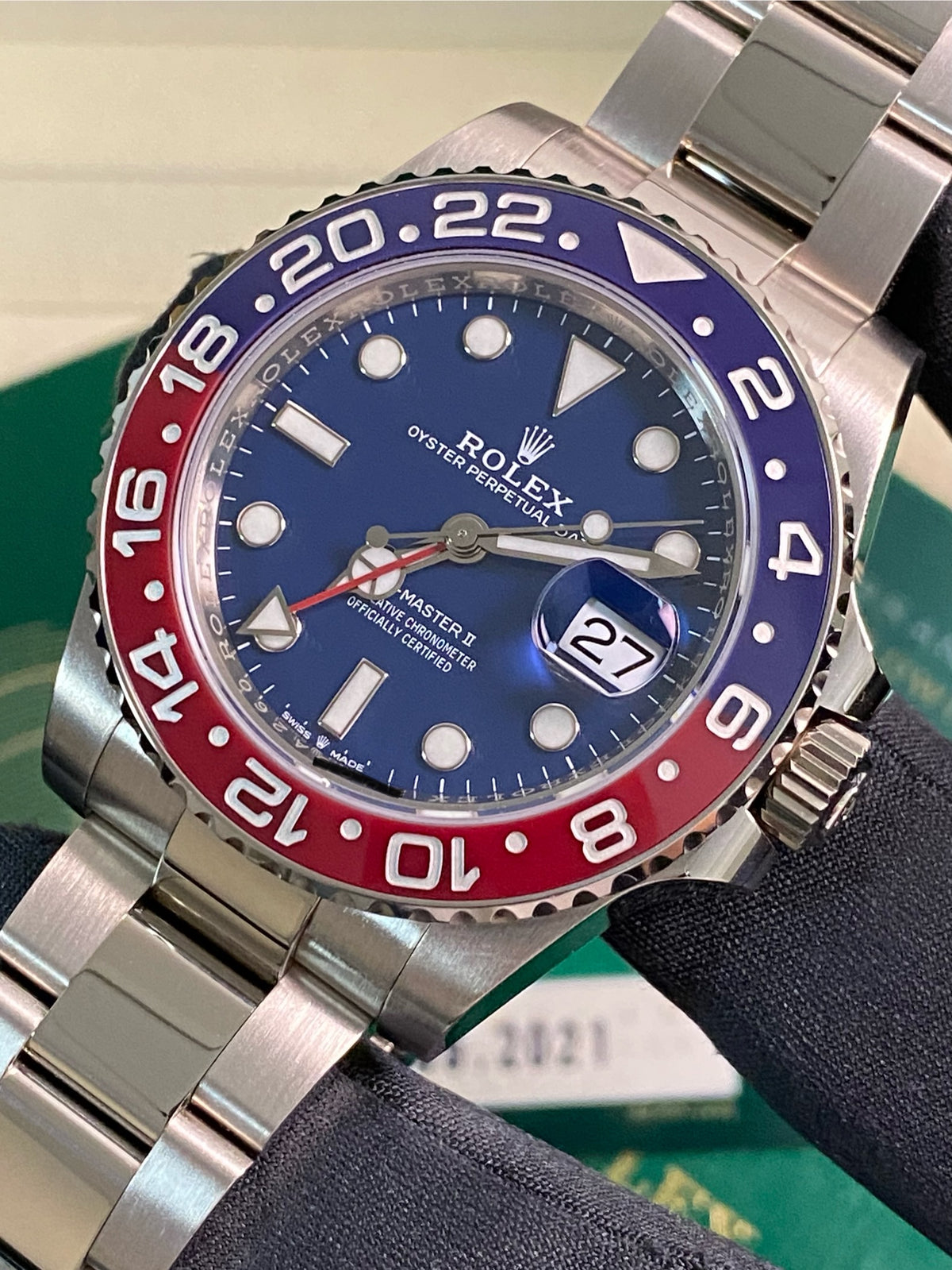 Rolex White Gold GMT-Master II - 2021 - "Pepsi" Bezel - Blue Dial - Oyster Bracelet - 126719BLRO *FULL SET*