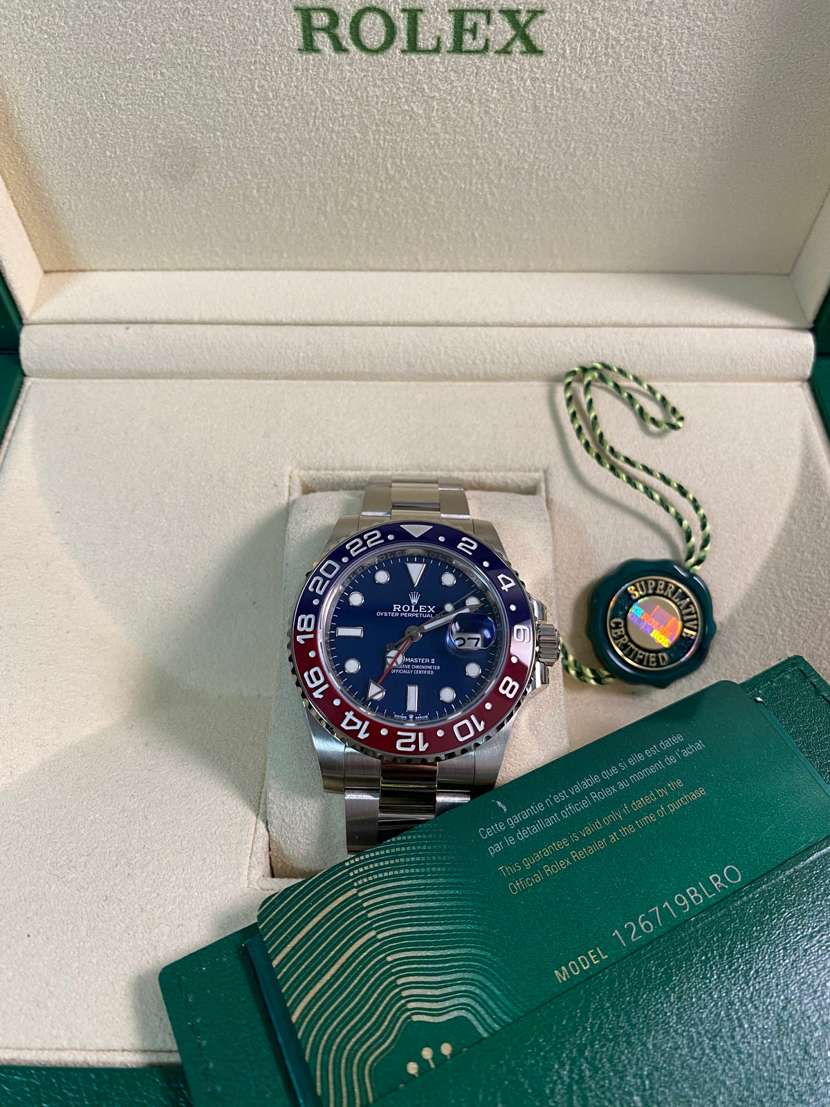 Rolex White Gold GMT-Master II - 2021 - "Pepsi" Bezel - Blue Dial - Oyster Bracelet - 126719BLRO *FULL SET*