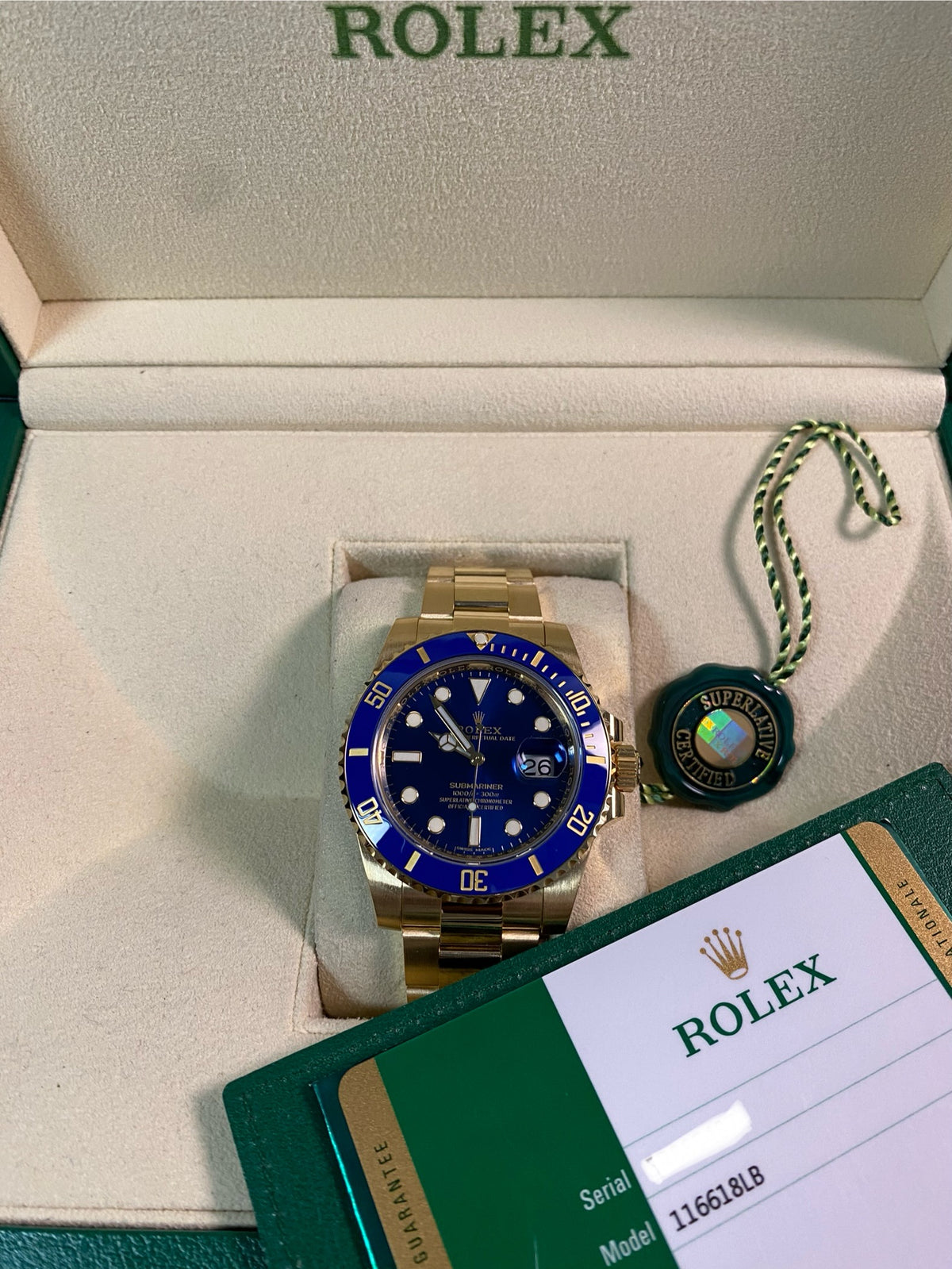 Rolex Yellow Gold Submariner Date - 2020 - Blue Bezel - Blue Dial - 116618LB *FULL SET*