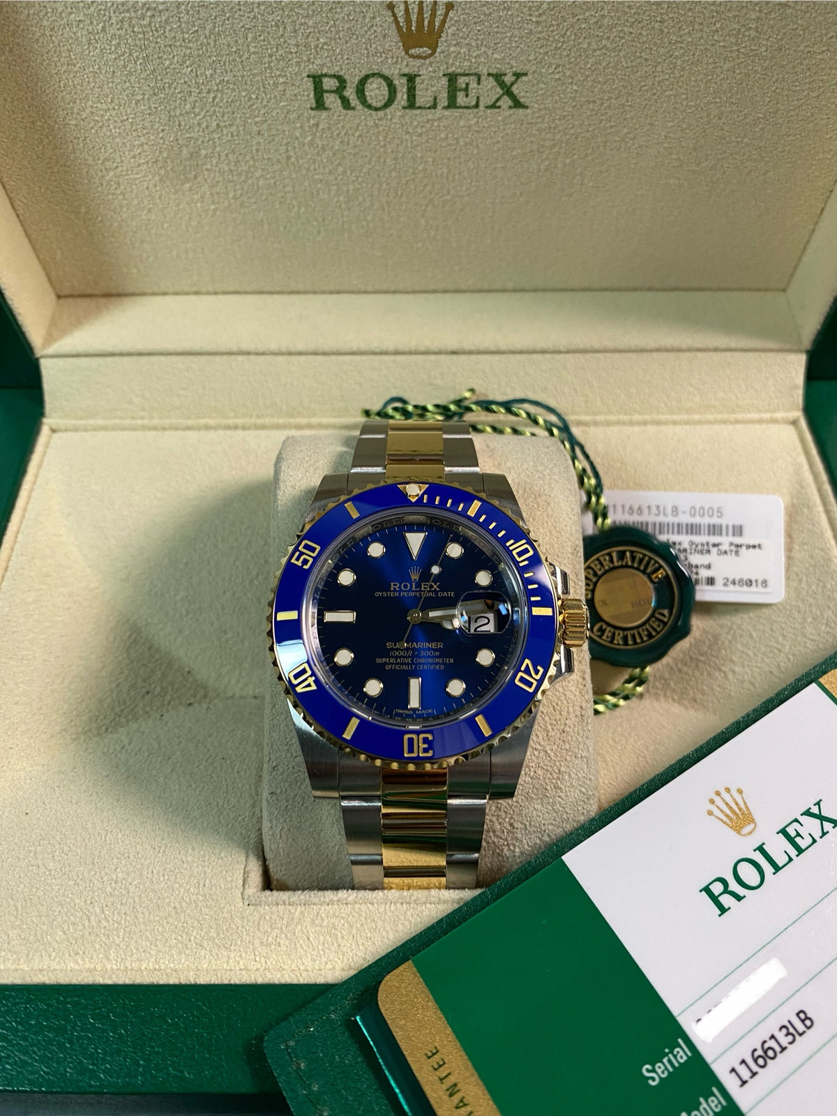 Rolex Steel and Yellow Gold Submariner Date - 2019 - "Bluesy" - 116613LB *FULL SET*