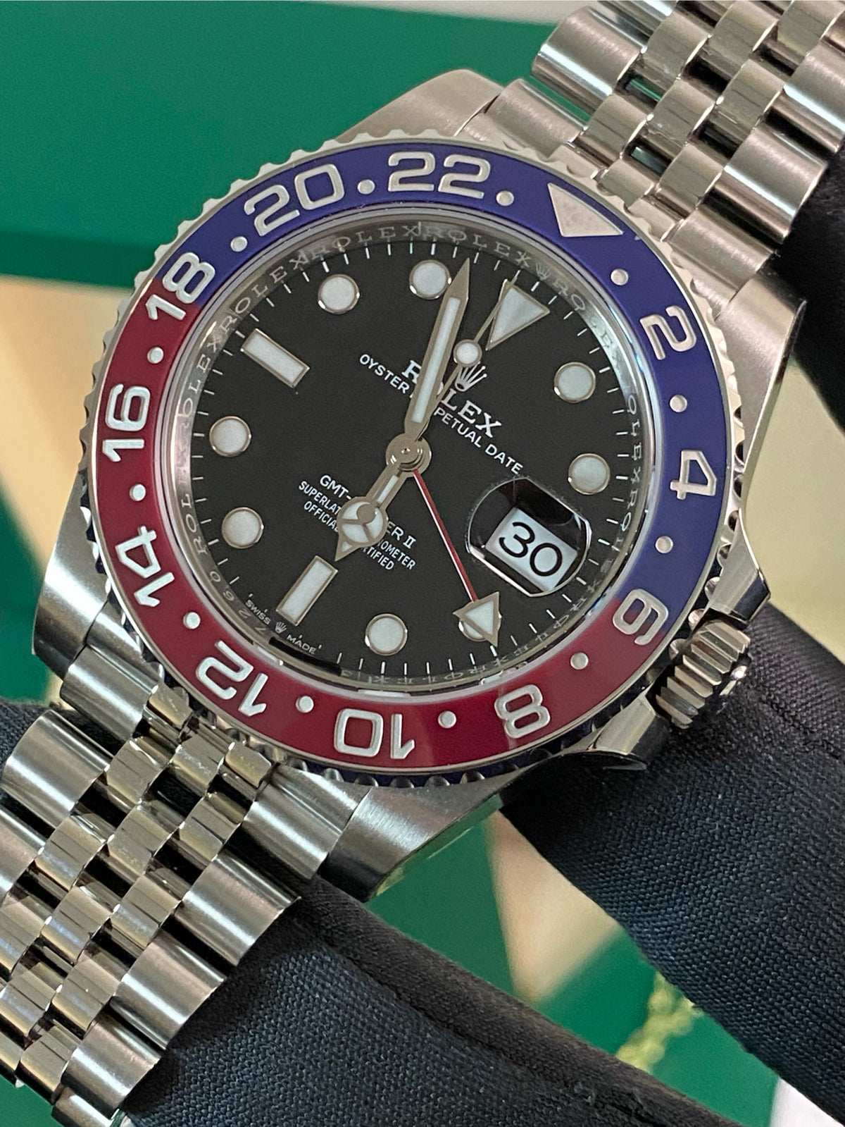 Rolex Steel GMT-Master II - 2022 -"Pepsi" - Black Dial - Jubilee Bracelet - 126710BLRO *FULL STICKERS*