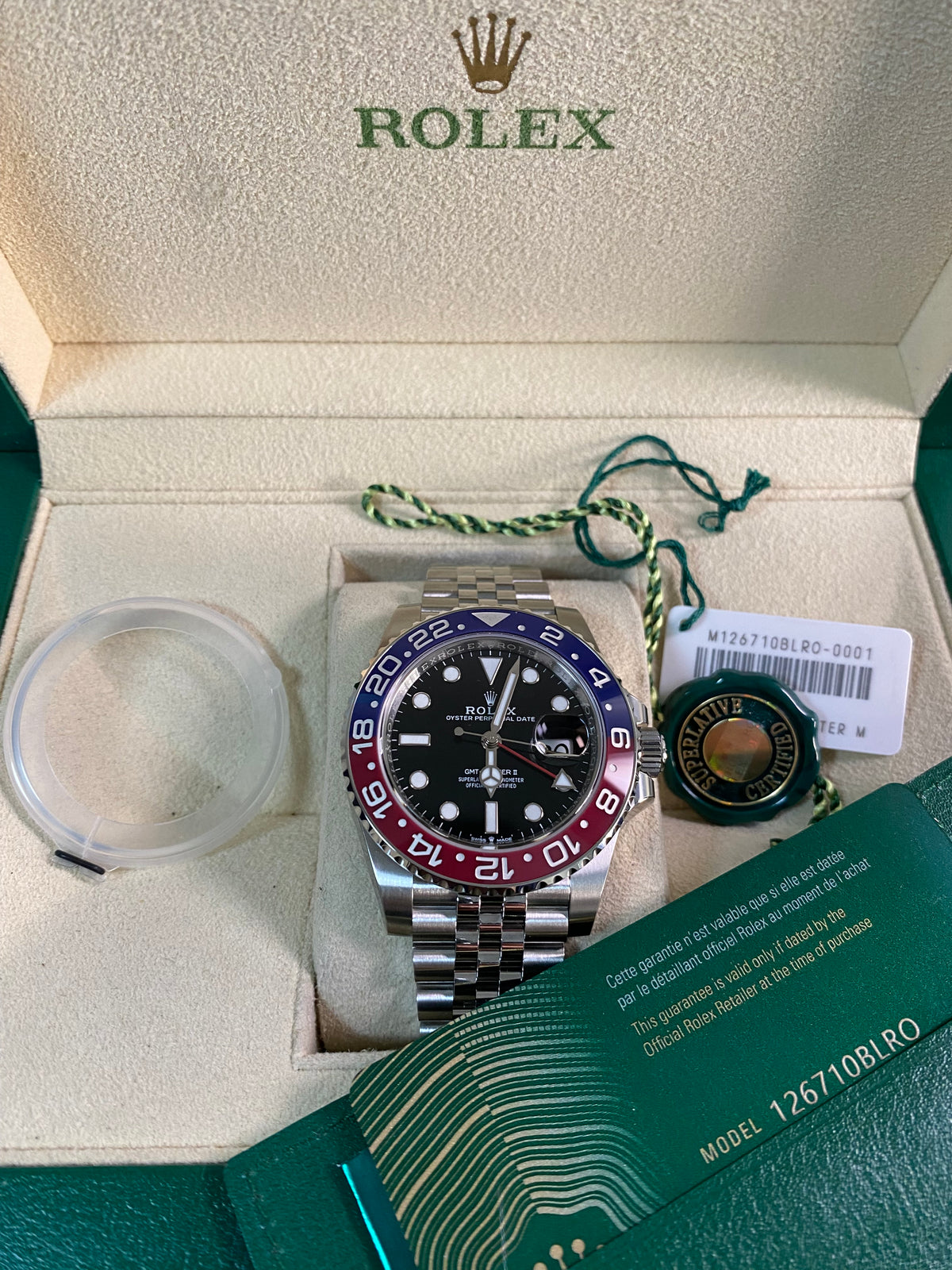 Rolex Steel GMT-Master II - 2022 -"Pepsi" - Black Dial - Jubilee Bracelet - 126710BLRO *FULL STICKERS*