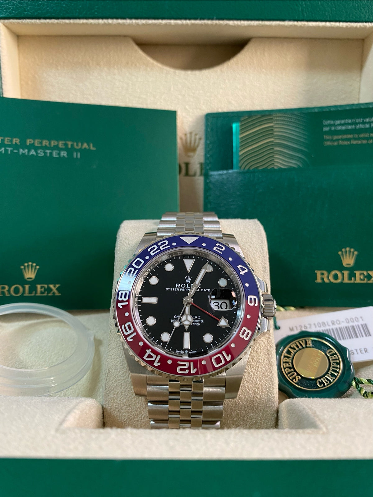 Rolex Steel GMT-Master II - 2022 -"Pepsi" - Black Dial - Jubilee Bracelet - 126710BLRO *FULL STICKERS*