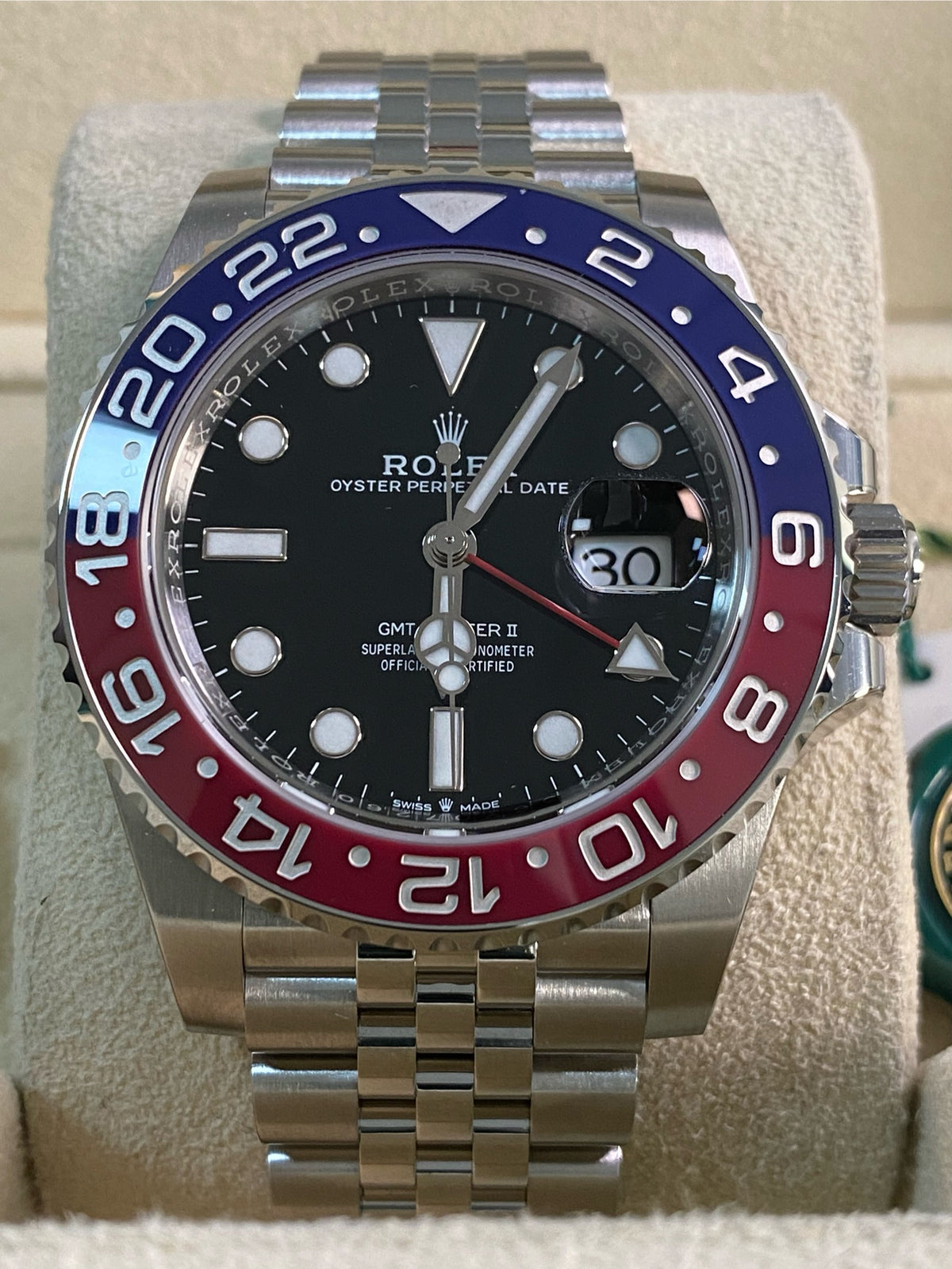 Rolex Steel GMT-Master II - 2022 -"Pepsi" - Black Dial - Jubilee Bracelet - 126710BLRO *FULL STICKERS*