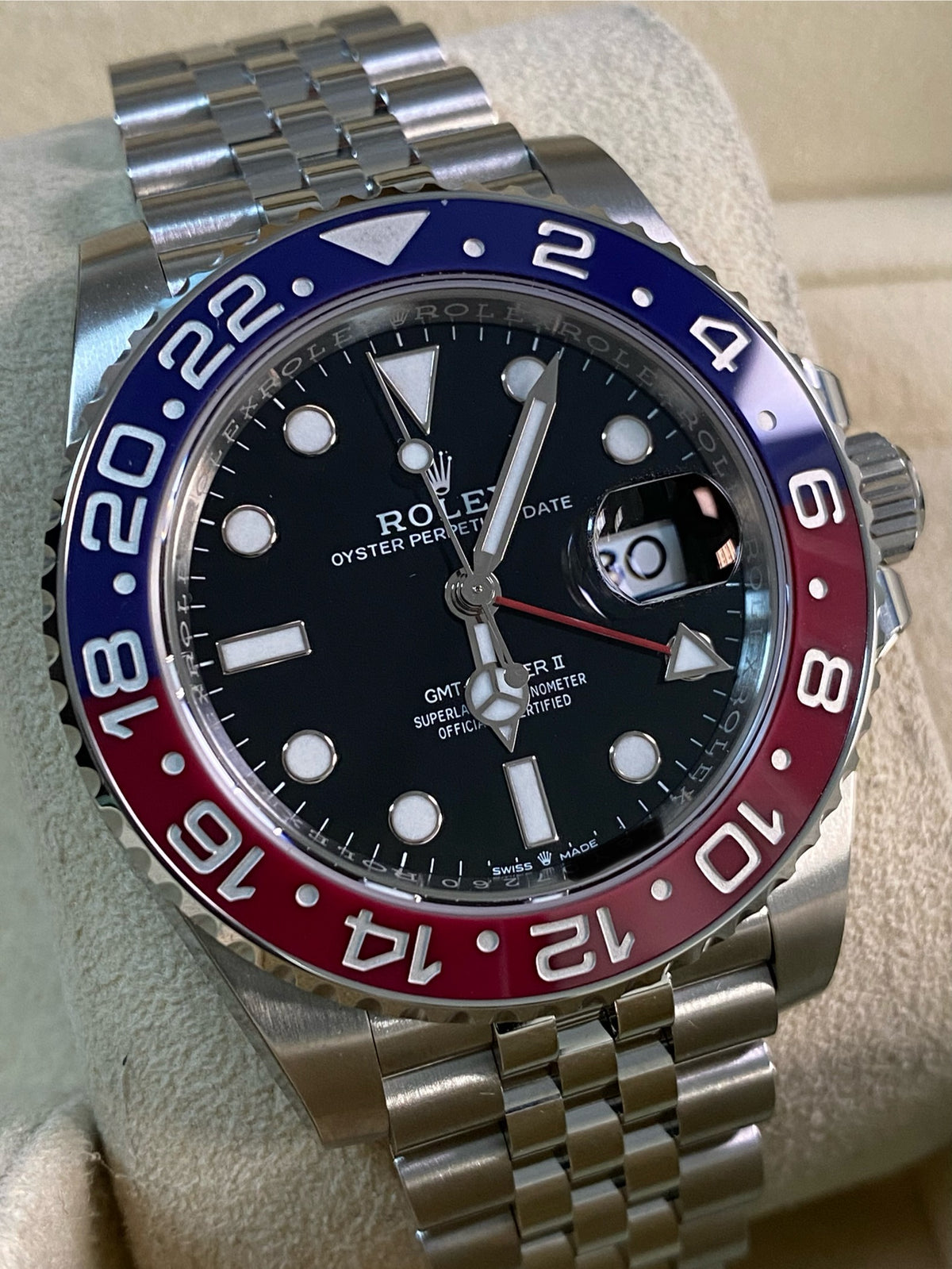 Rolex Steel GMT-Master II - 2022 -"Pepsi" - Black Dial - Jubilee Bracelet - 126710BLRO *FULL STICKERS*