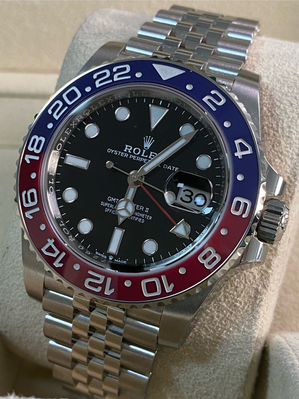 Rolex Steel GMT-Master II - 2022 -"Pepsi" - Black Dial - Jubilee Bracelet - 126710BLRO *FULL STICKERS*