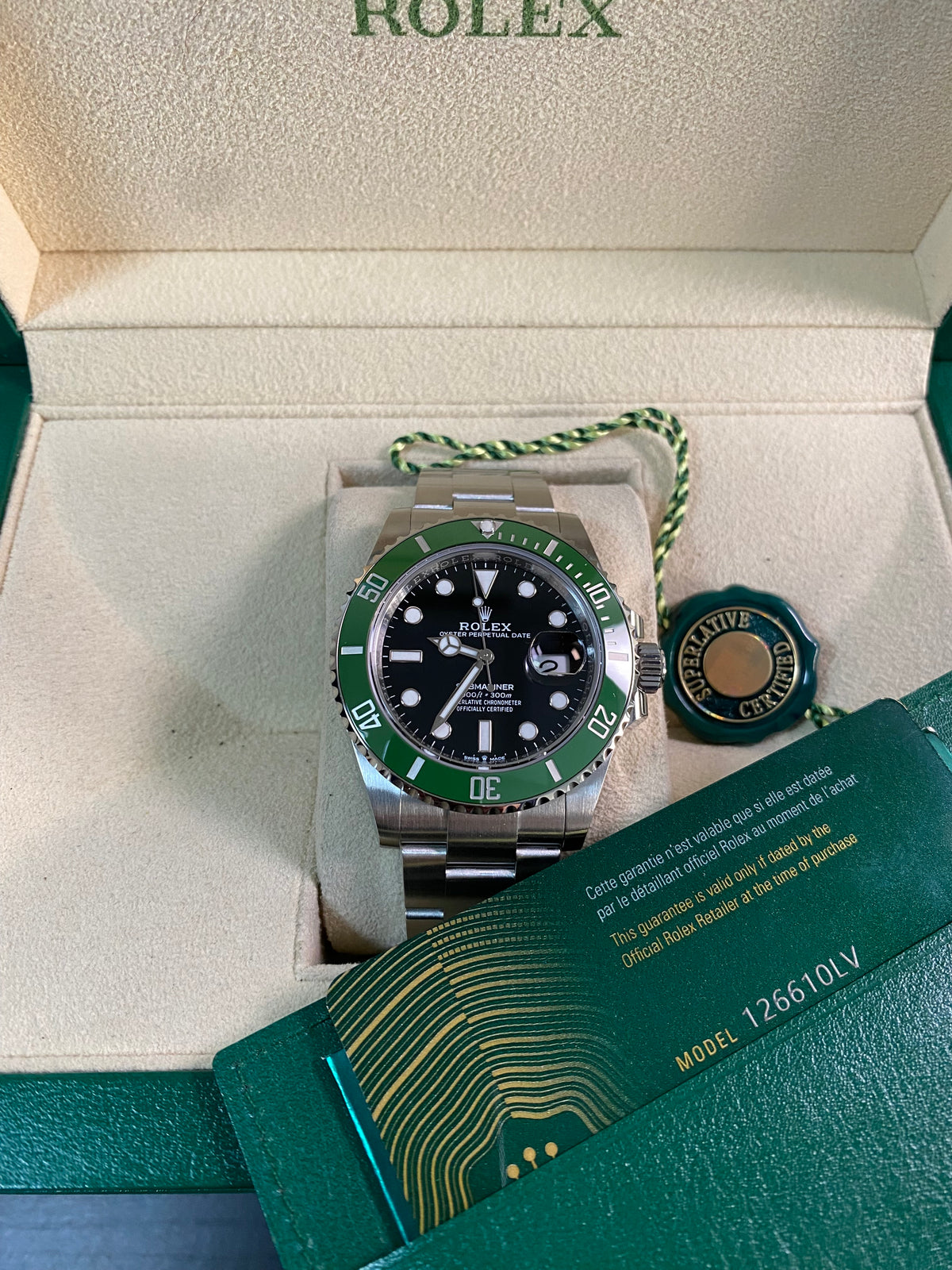 Rolex Steel Submariner Date - 2023 - "Starbucks" MK II - Green Bezel - Black Dial - 126610LV *FULL SET*