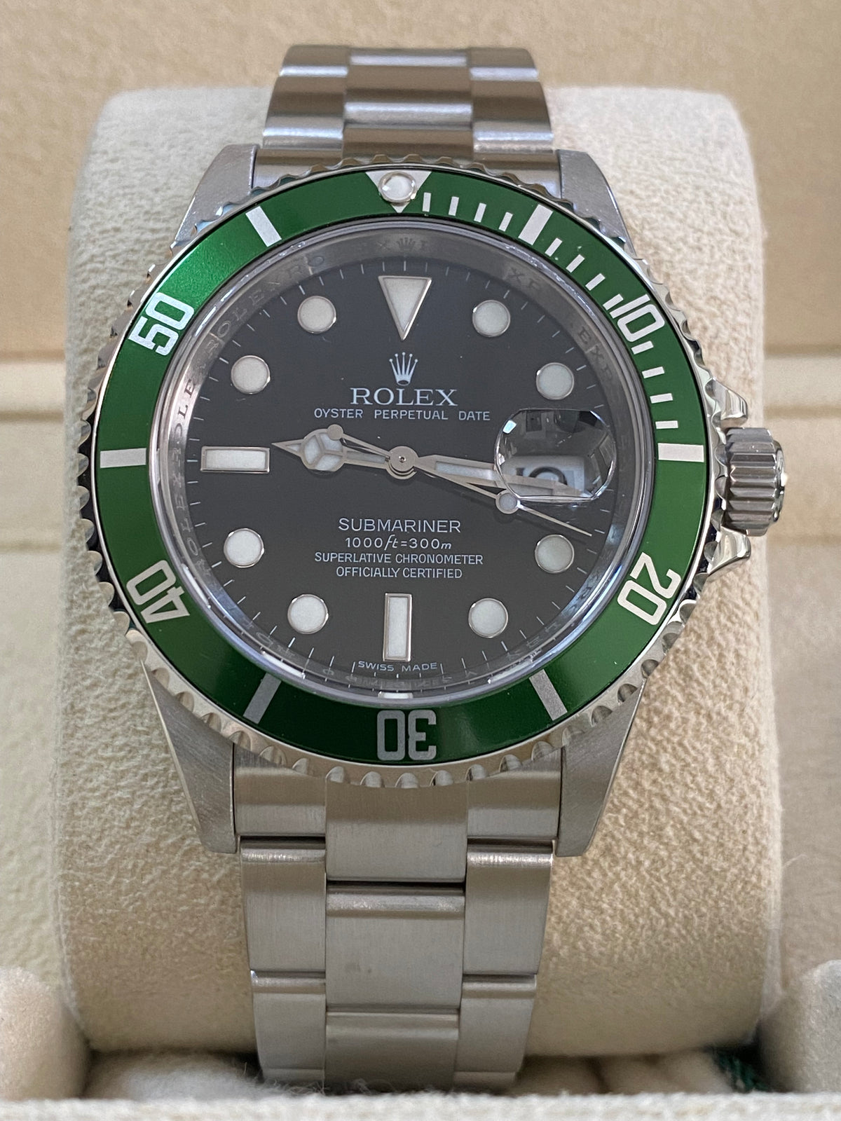 Rolex Steel Submariner Date - V serial - "Kermit" - Black Dial - 16610LV OPEN CARD