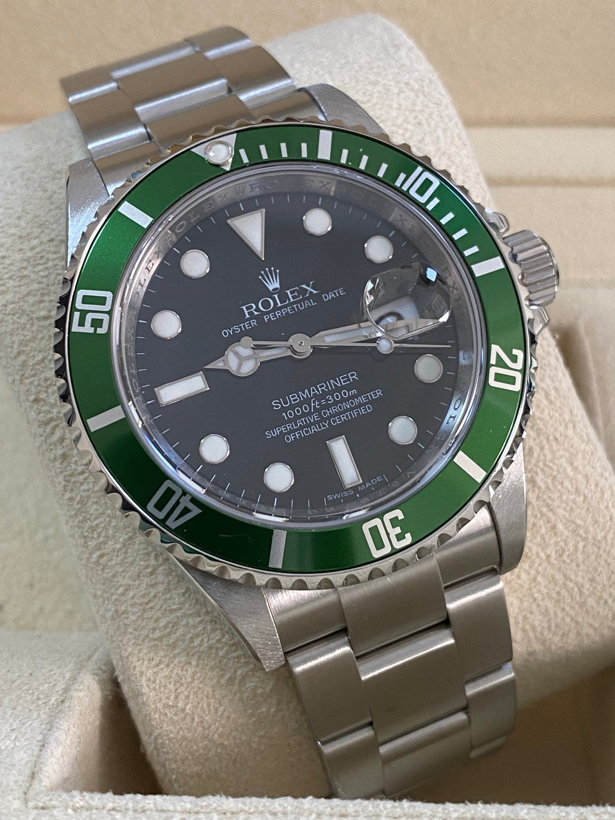 Rolex Steel Submariner Date - V serial - "Kermit" - Black Dial - 16610LV OPEN CARD