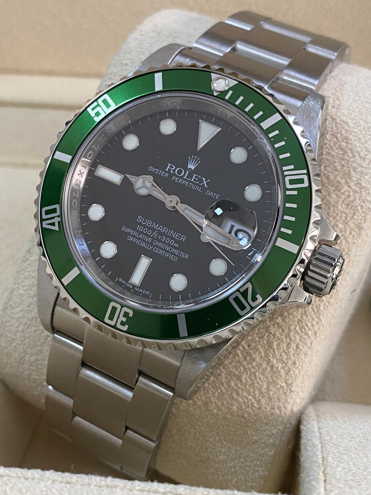 Rolex Steel Submariner Date - V serial - "Kermit" - Black Dial - 16610LV OPEN CARD