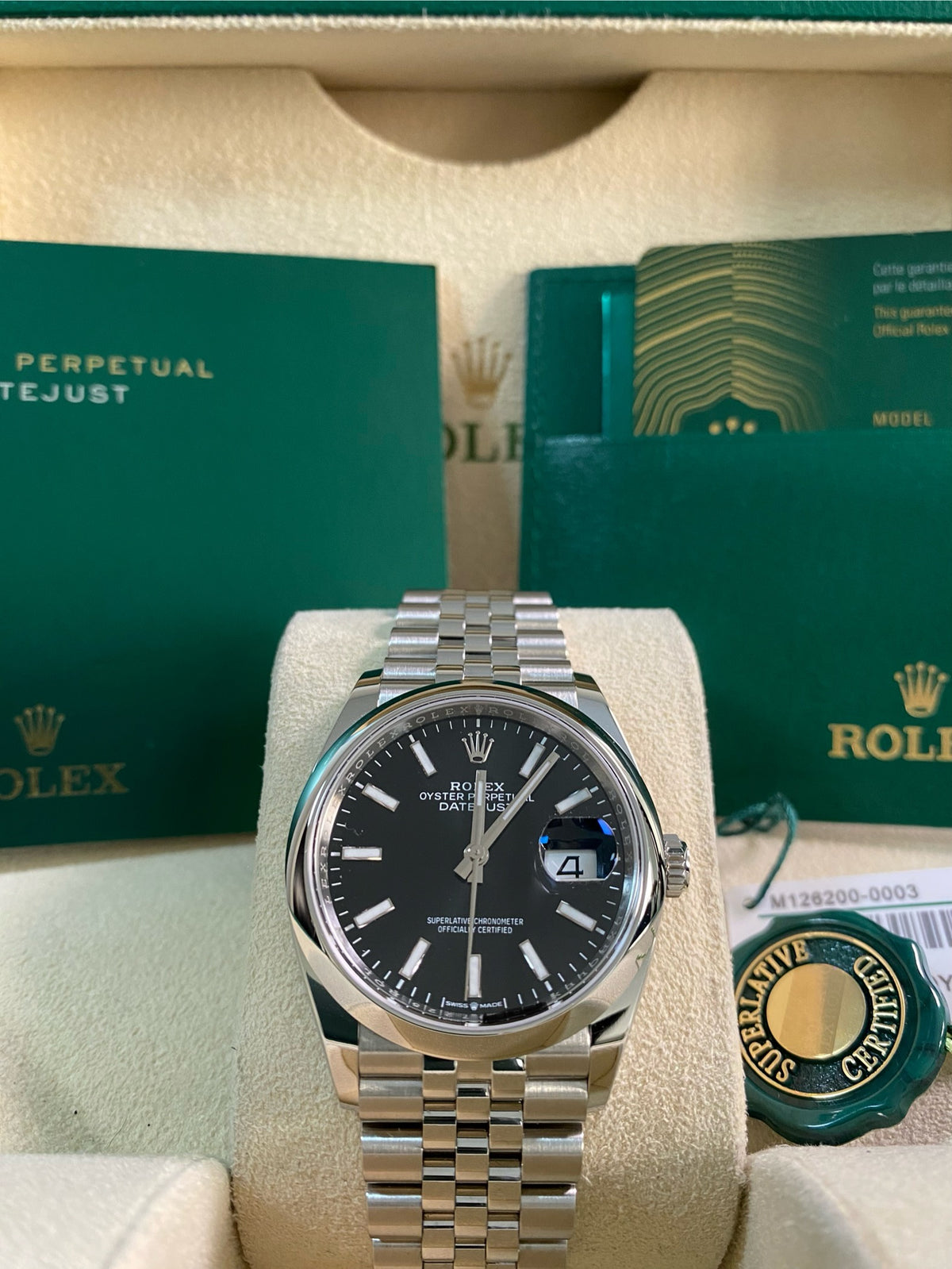 Rolex Steel Datejust 36 - 2024 - Domed Bezel - Black Index Dial - Jubilee Bracelet - 126200 *FULL SET*