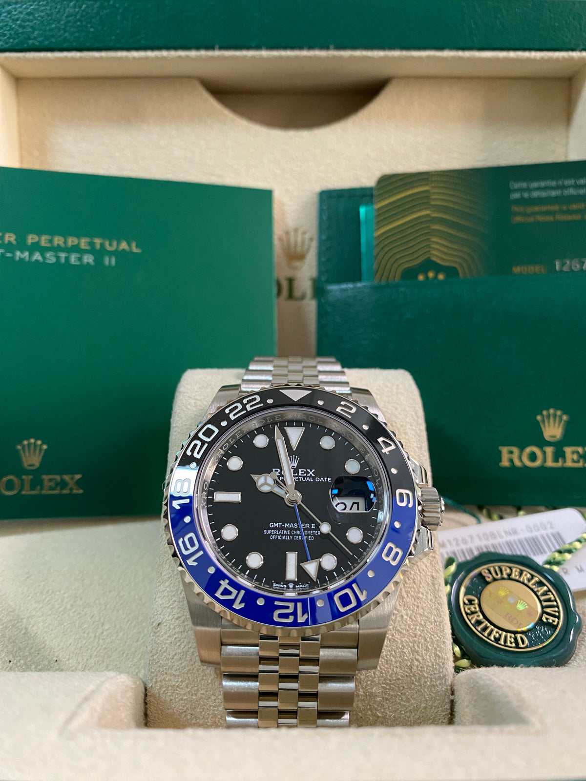 Rolex Steel GMT-Master II - 2023 - "Batgirl" - Jubilee Bracelet - 126710BLNR *FULL SET*