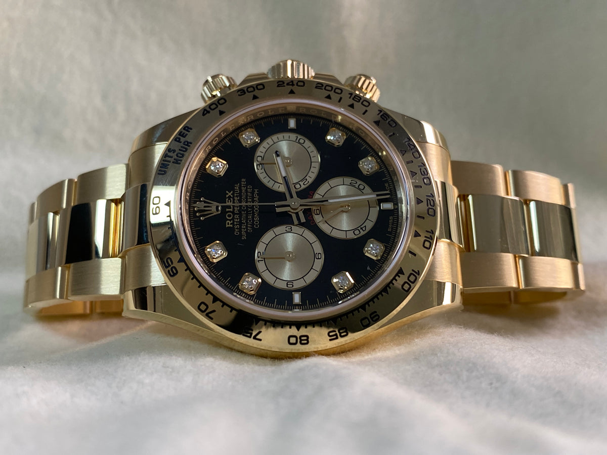 Rolex Yellow Gold Cosmograph Daytona - 2024 - Black Diamond Dial - 126508 *FULL SET*