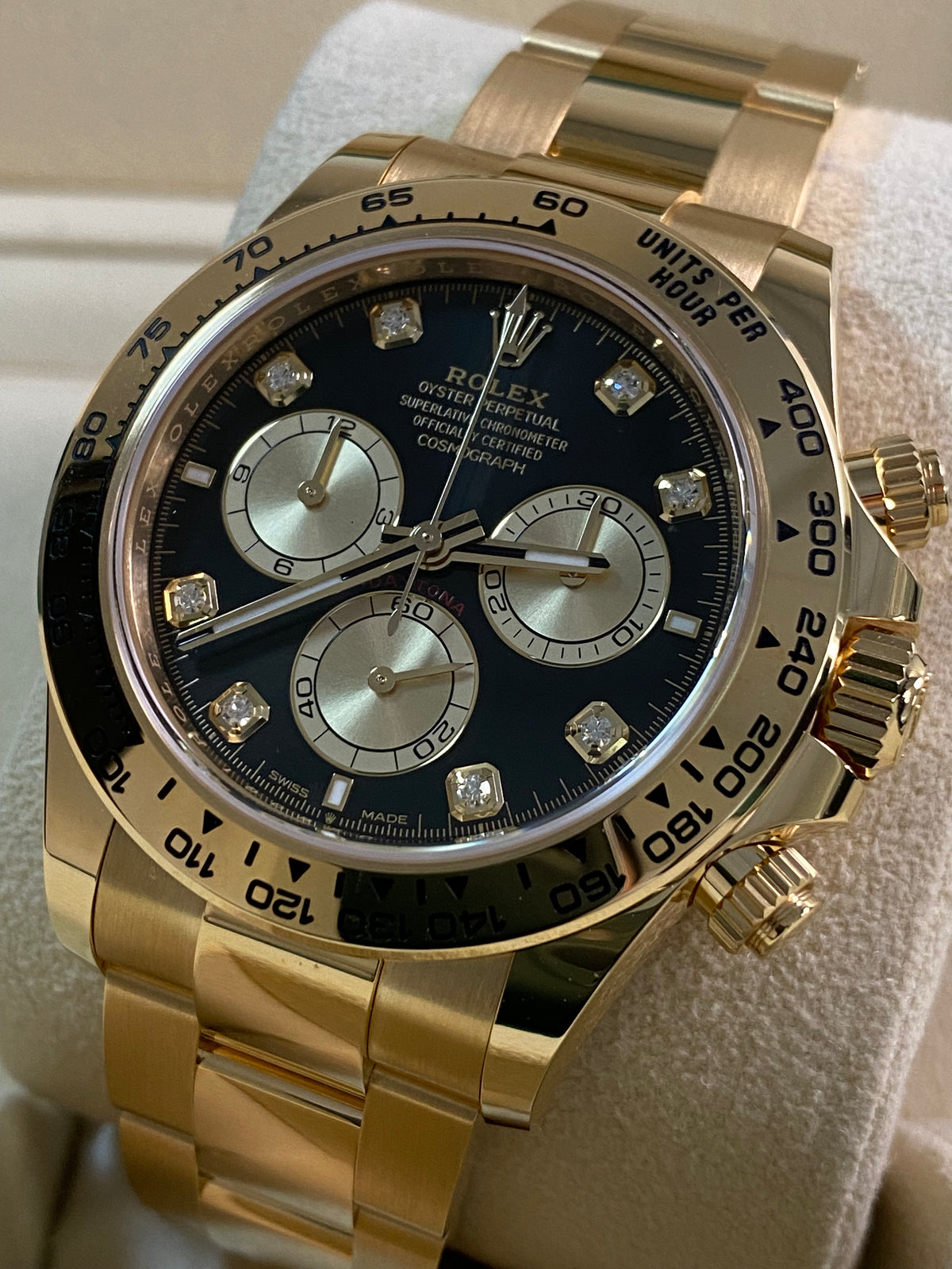 Rolex Yellow Gold Cosmograph Daytona - 2024 - Black Diamond Dial - 126508 *FULL SET*