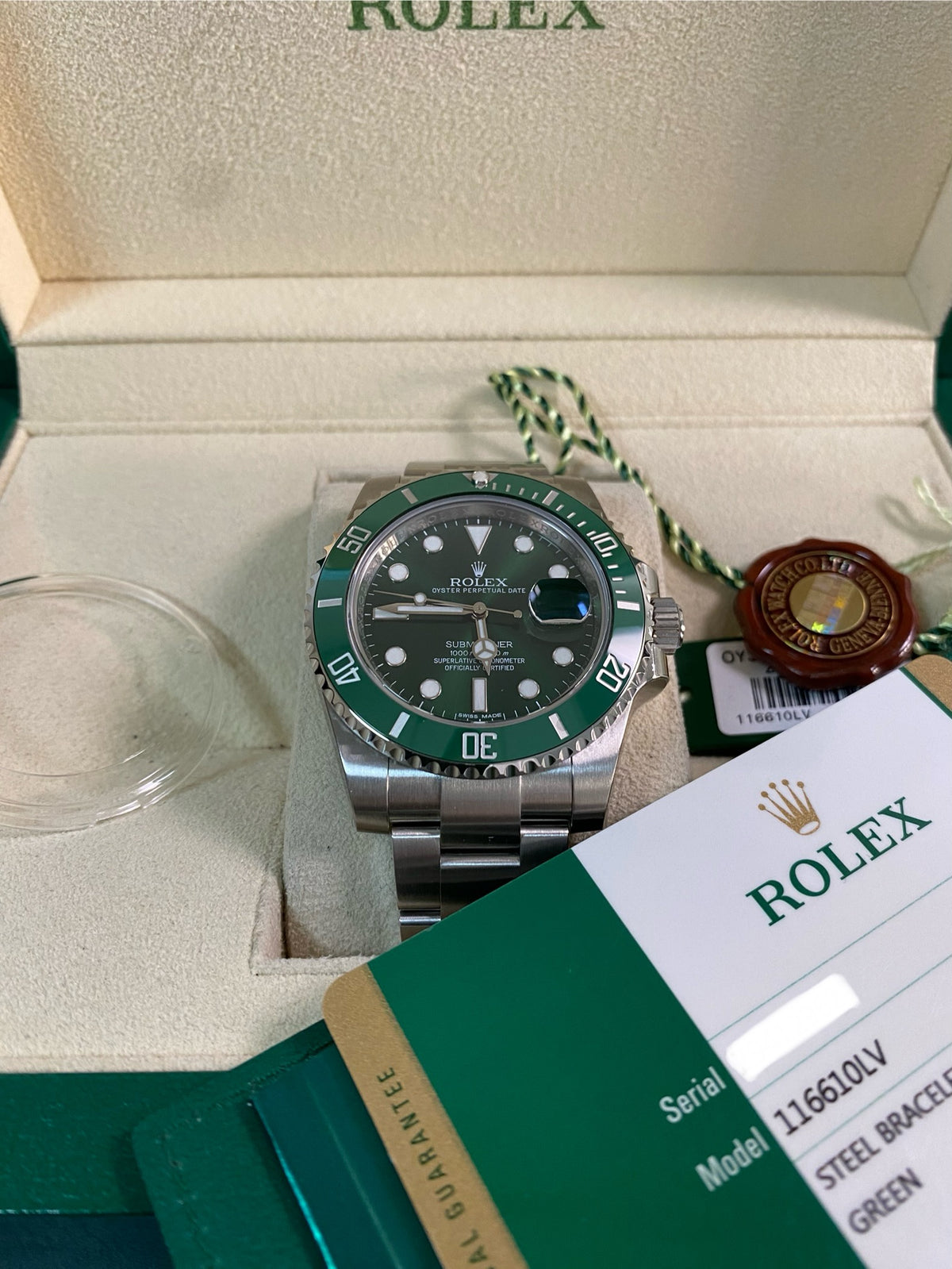 Rolex Steel Submariner Date - 2015 - "Hulk" - 116610LV *FULL STICKERS*