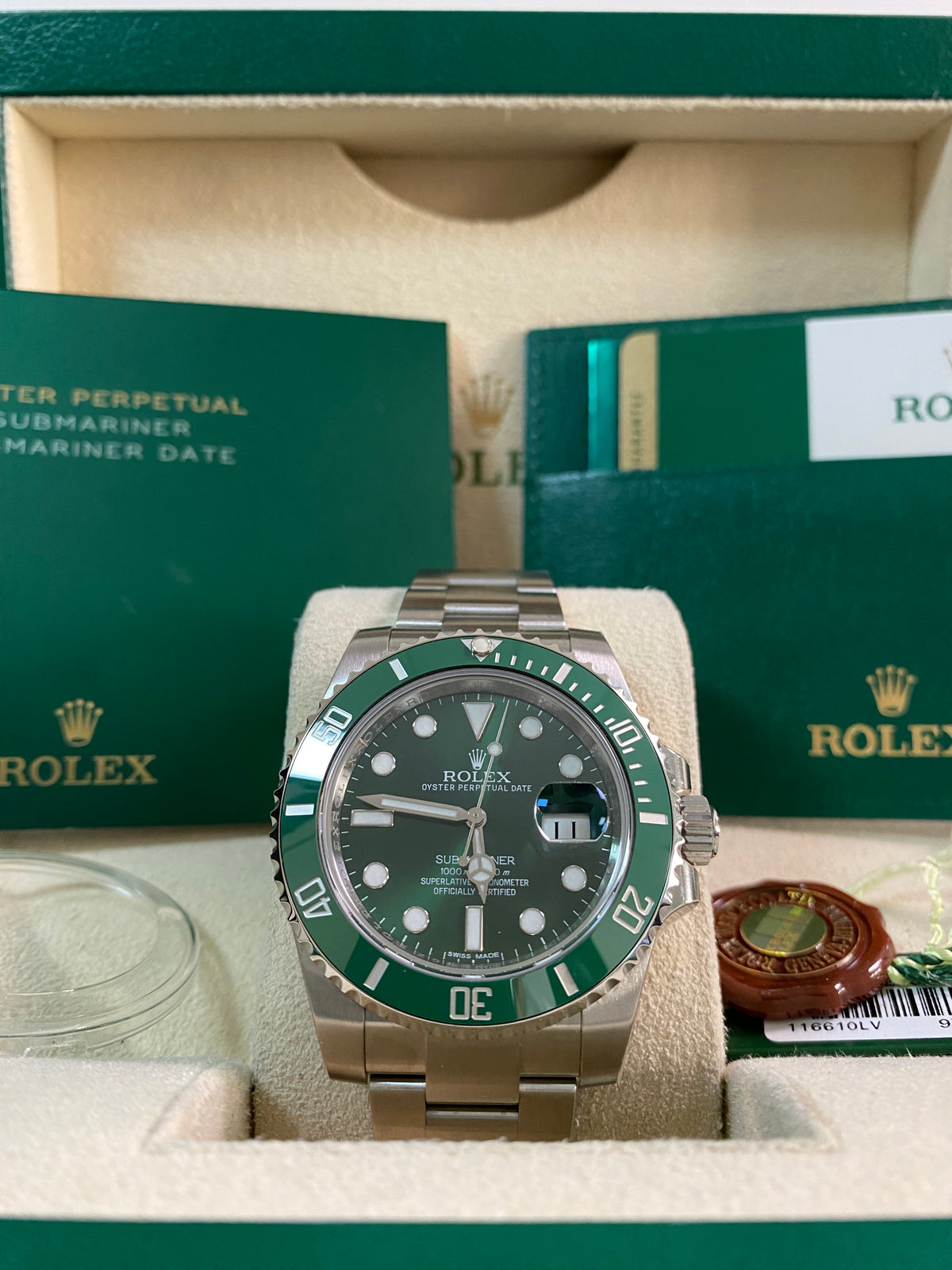 Rolex Steel Submariner Date - 2015 - "Hulk" - 116610LV *FULL STICKERS*