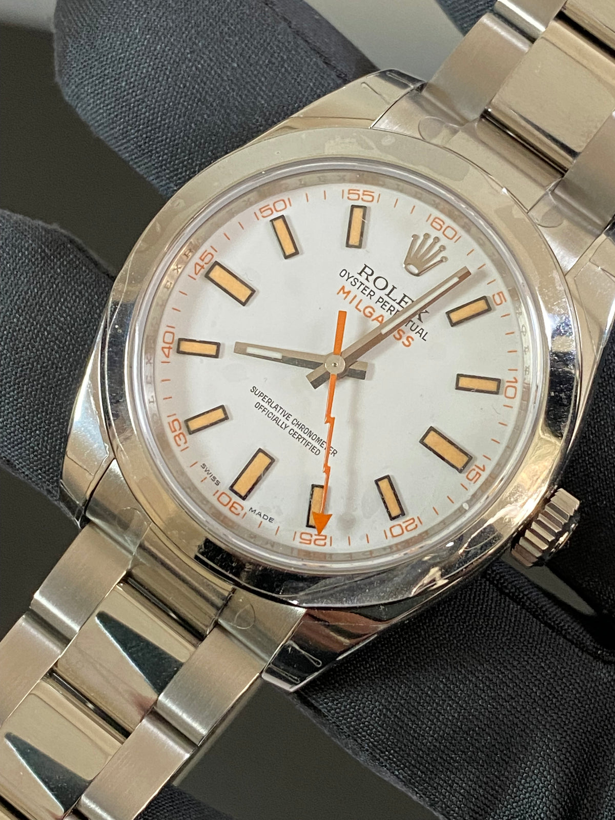 Rolex Milgauss - M serial - White Dial & Orange Accents - 116400 *FULL STICKERS*