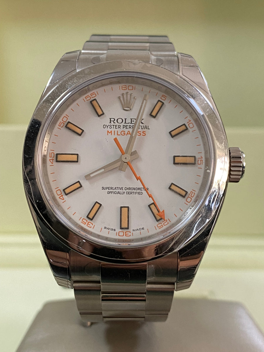 Rolex Milgauss - M serial - White Dial & Orange Accents - 116400 *FULL STICKERS*