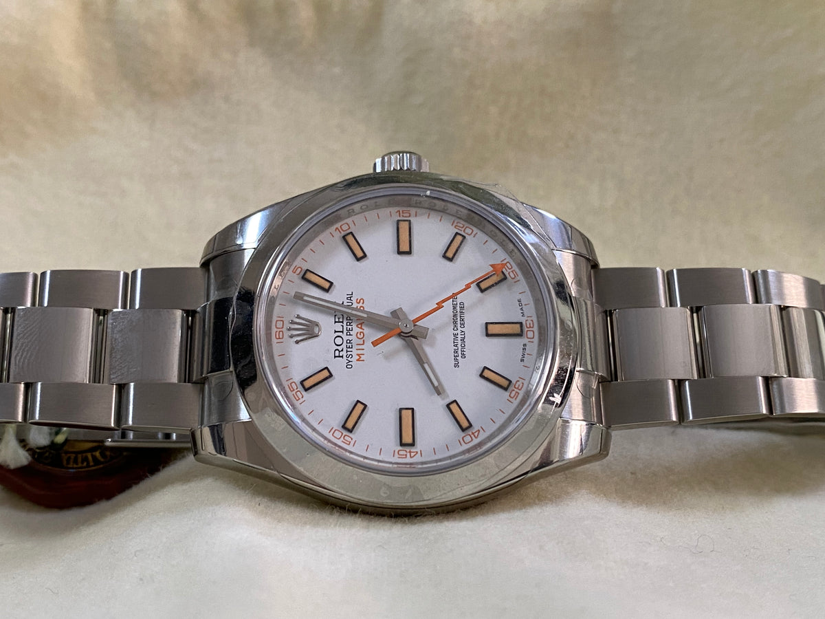 Rolex Milgauss - M serial - White Dial & Orange Accents - 116400 *FULL STICKERS*