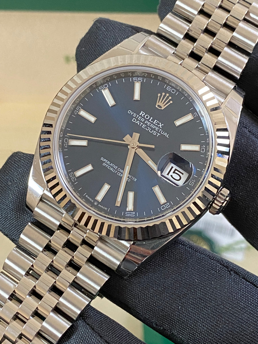 Rolex Steel and White Gold Datejust 41 - 2024 - Fluted Bezel - Blue Index Dial - Jubilee Bracelet - 126334 *COMPLETE SET*